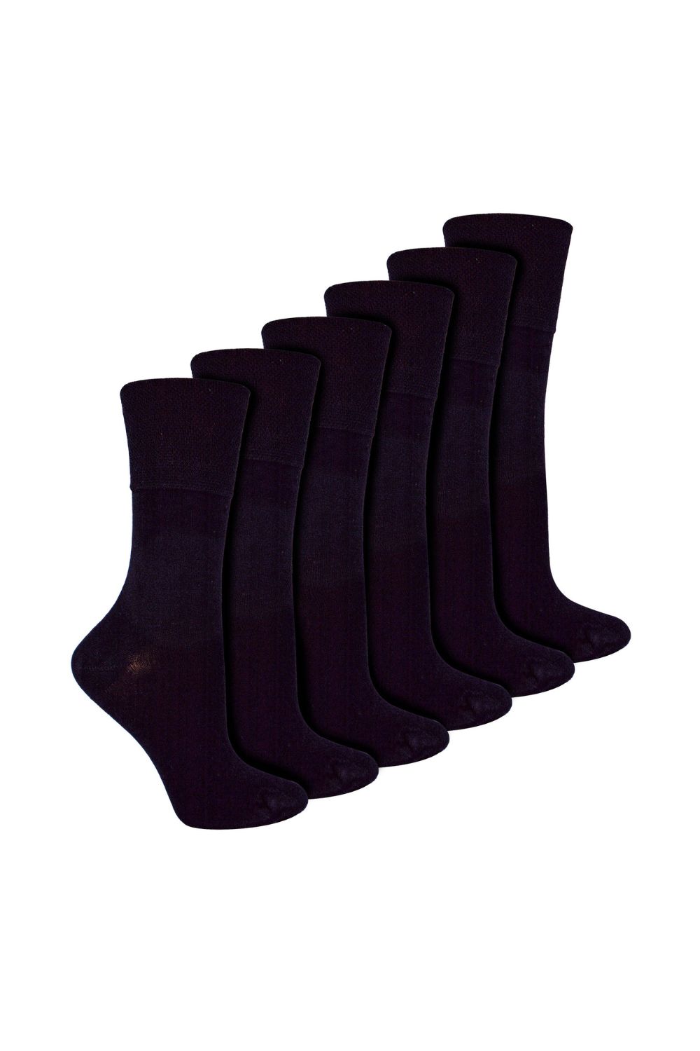 Black 6 Pack Ladies Non Elastic Bamboo Diabetic Socks, Image 1 of 5