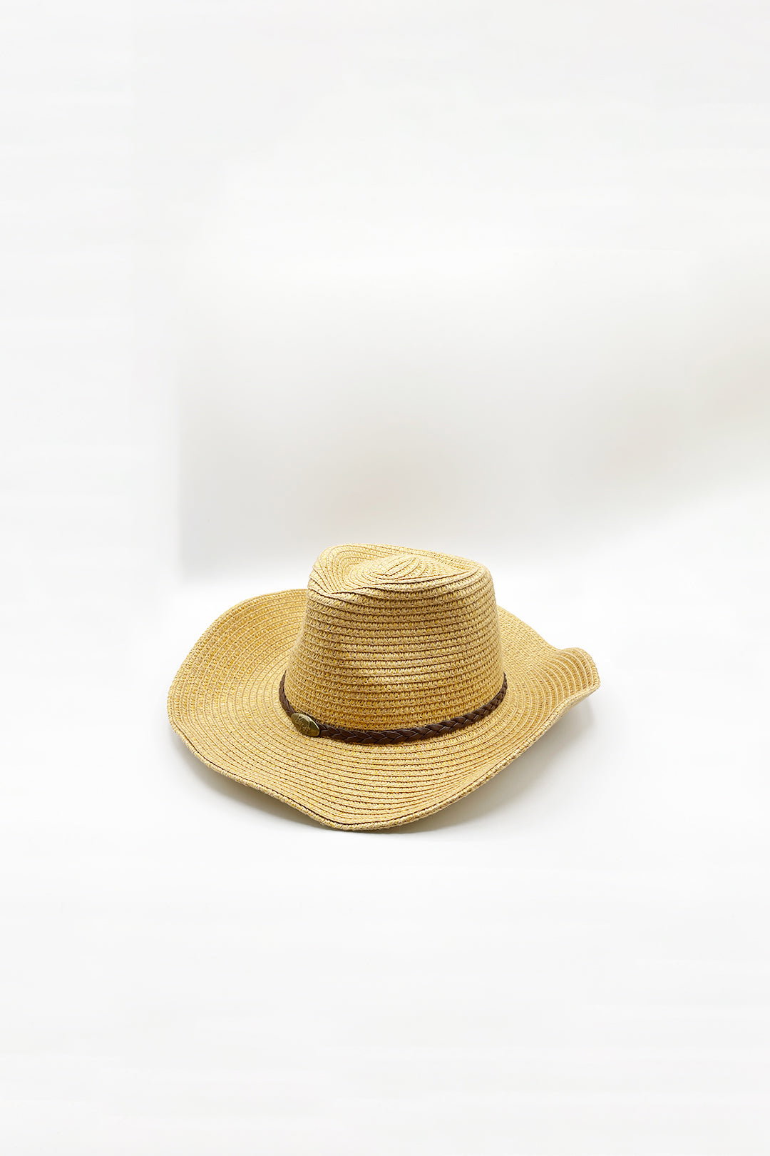 Beige Wide Brim Straw Sun Hat with Chin Strap, Image 3 of 4
