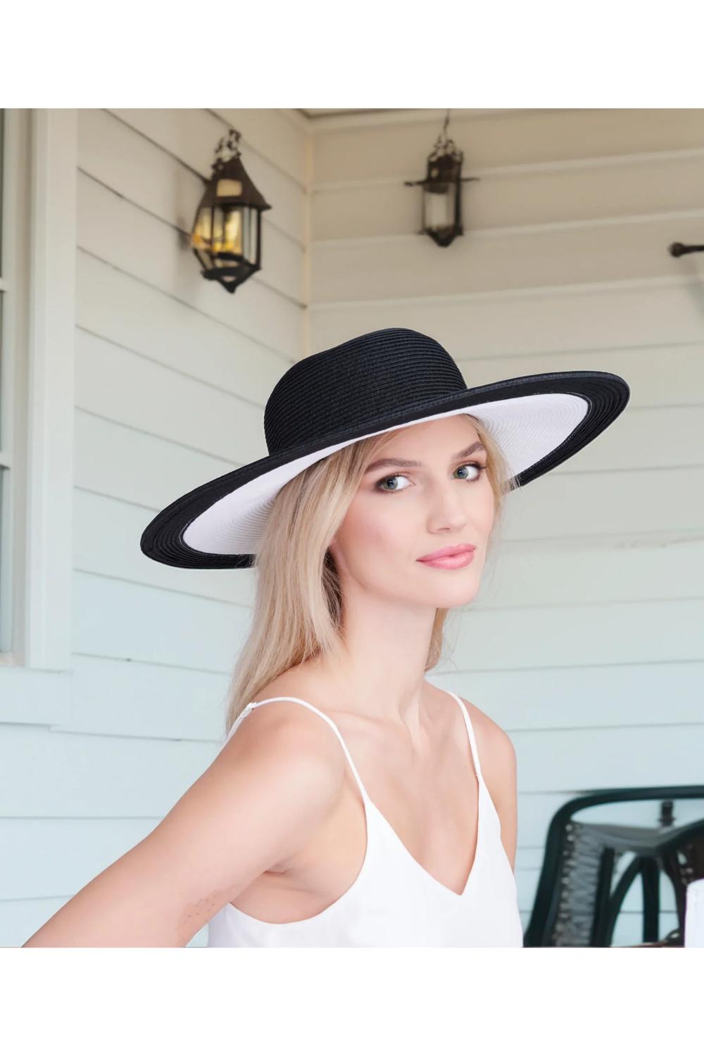 Black Kacie - Wide Brim Straw Hat - Black, Image 3 of 3
