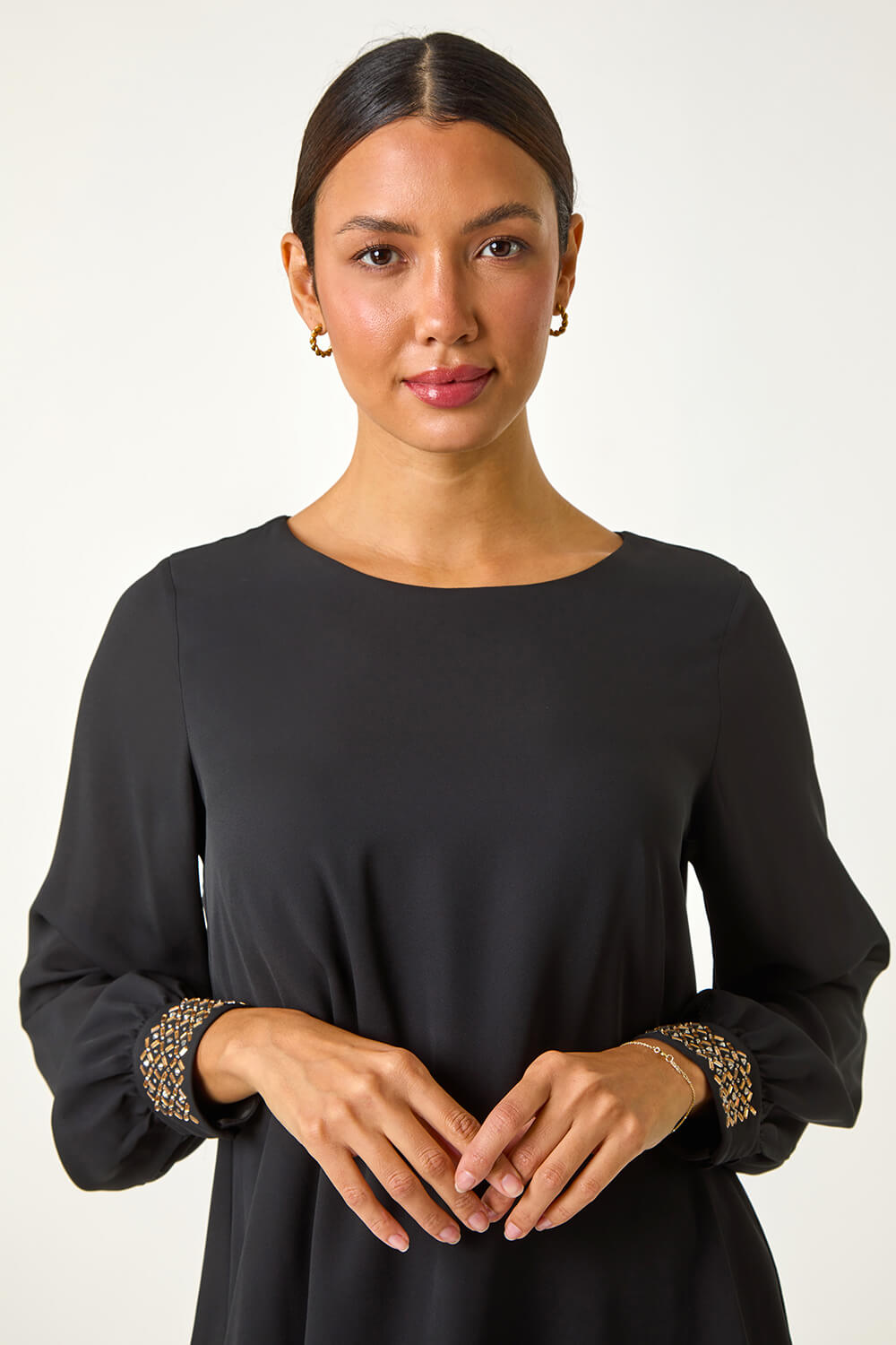 Black Sparkly Detail Layered Top, Image 5 of 5