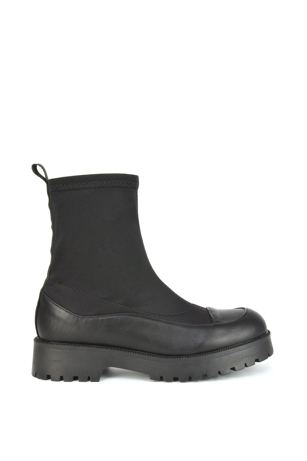 Black 'Kerry' Sock Ankle Boots Flat Biker Booties