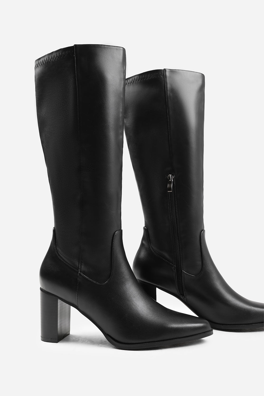 Black 'Ainsley' Block Heel Knee High Boots, Image 3 of 4