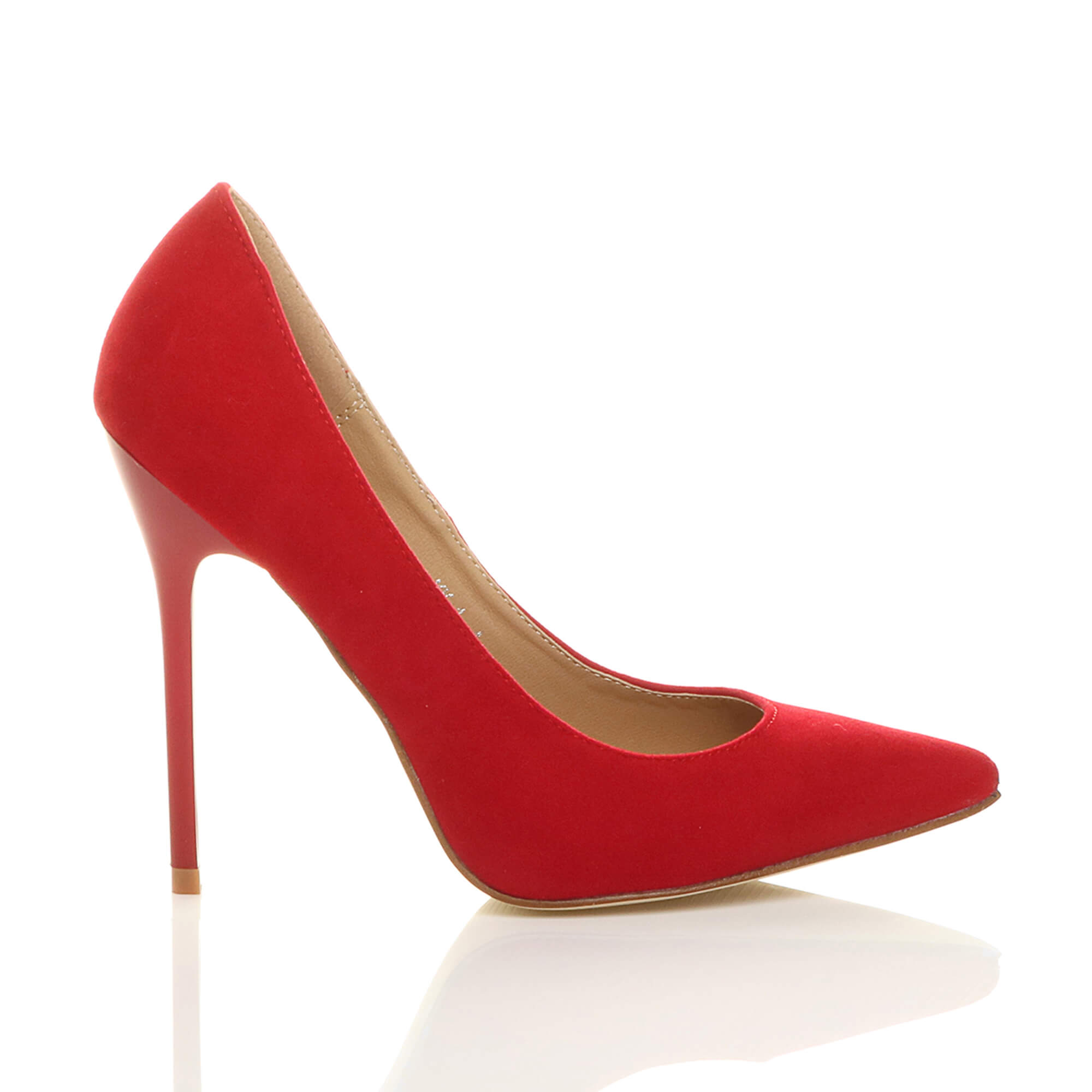 Red AJVANI Red High Stiletto Heel Pointed Toe Court Shoes, Image 2 of 6