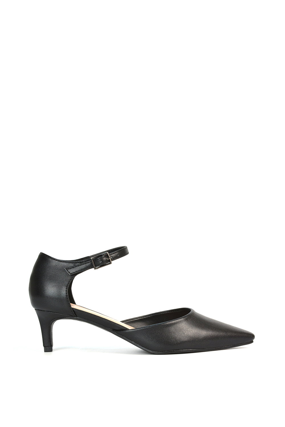 Black 'Kacey' Low Heel Court Shoes With Slingbacks