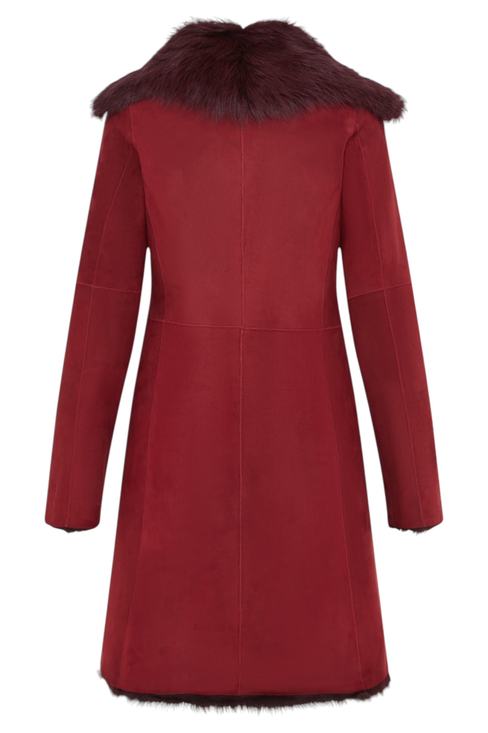 Burgundy Toscana Sheep Suede Leather Trench Coat, Image 5 of 7