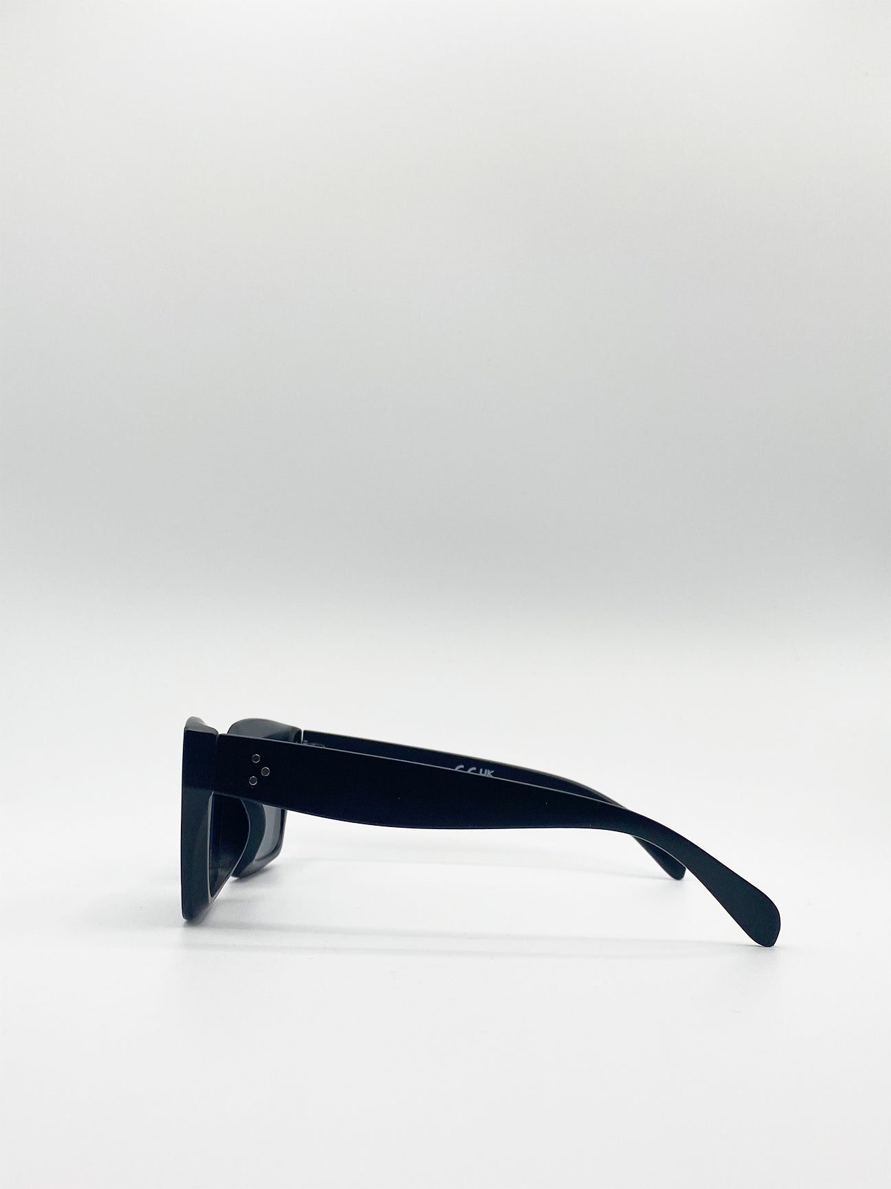 Black SVNX Black Plastic Oversized Frame Square Sunglasses, Image 3 of 4