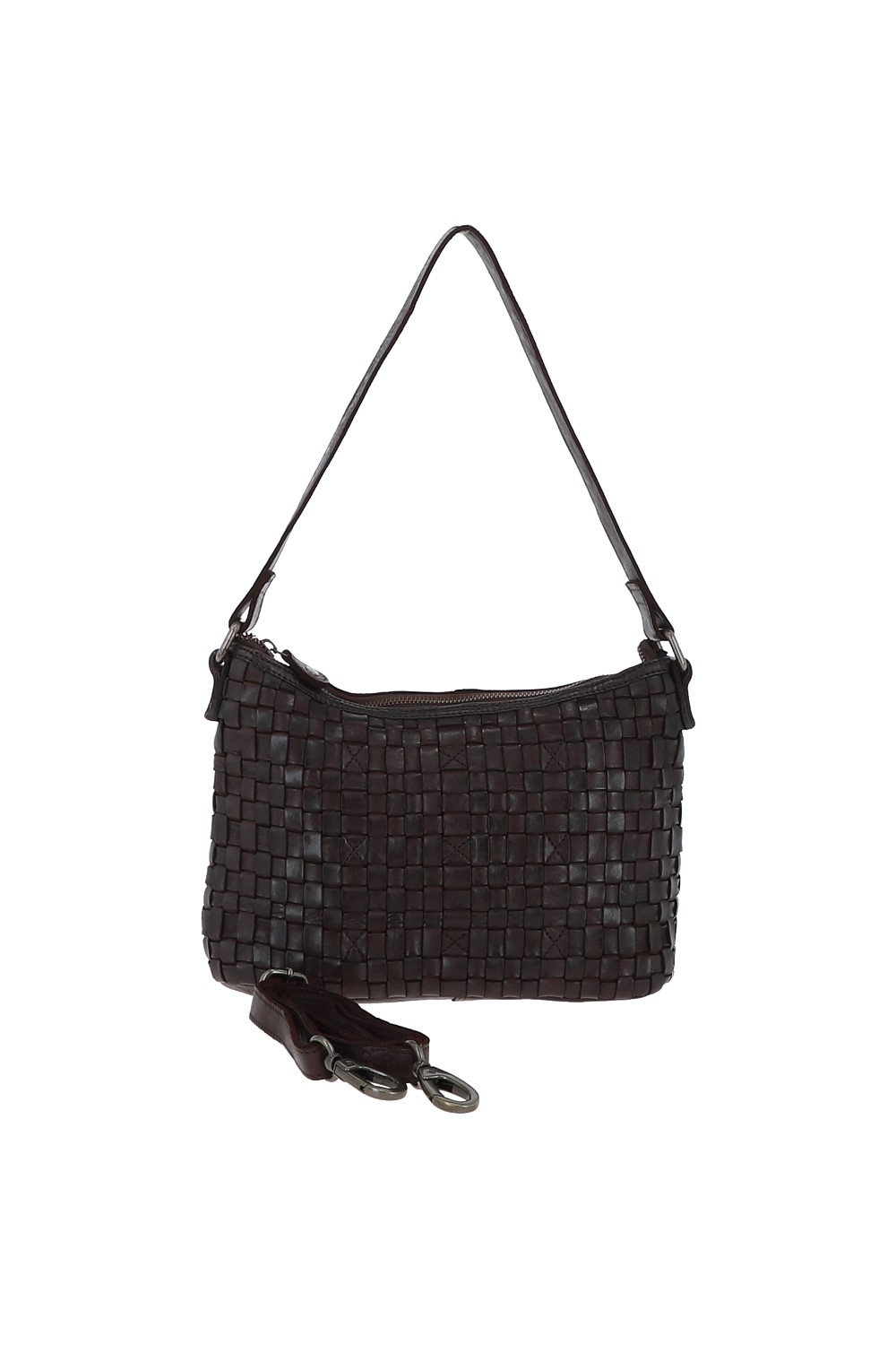Dark Brown Ashwood Leather Dark Brown 'Incanto Infinito' Vintage Woven Leather Shoulder Bag, Image 1 of 3