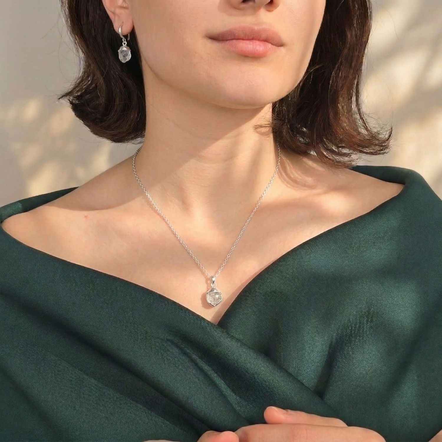 Silver Raw Moonstone Sterling Silver June Birthstone Necklace, Image 4 of 5