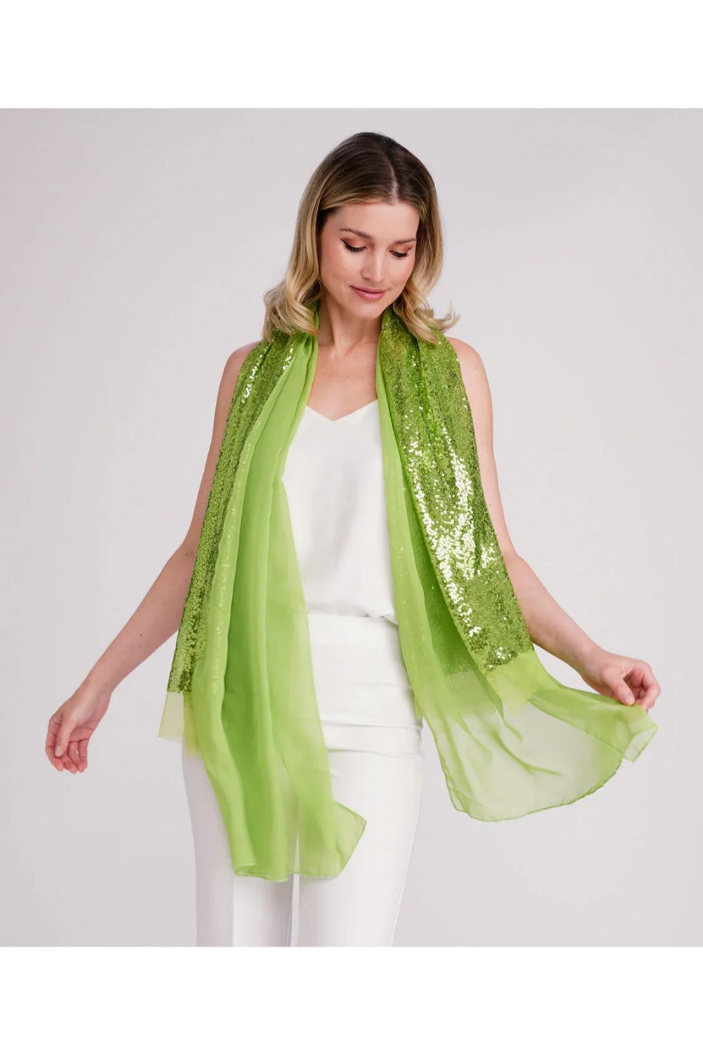 Pale Green Chrystal - Embellished Occasion Scarf - Light Green, Image 1 of 1