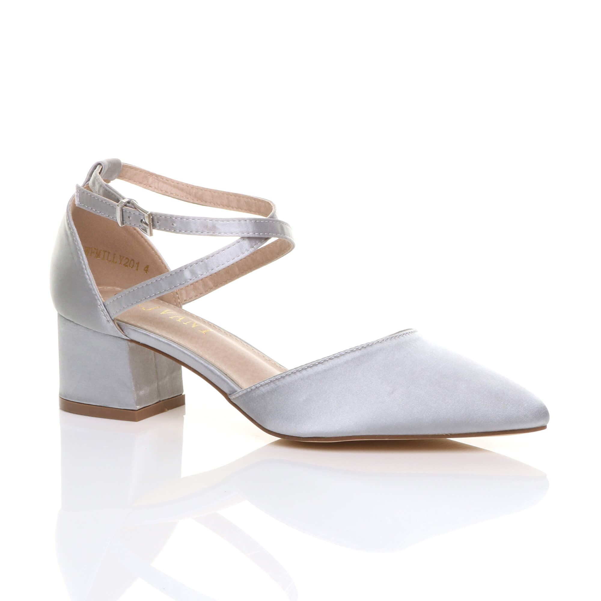 Pink Mid Block Heel Crossed Strap Pointed Toe 2 Part Heels