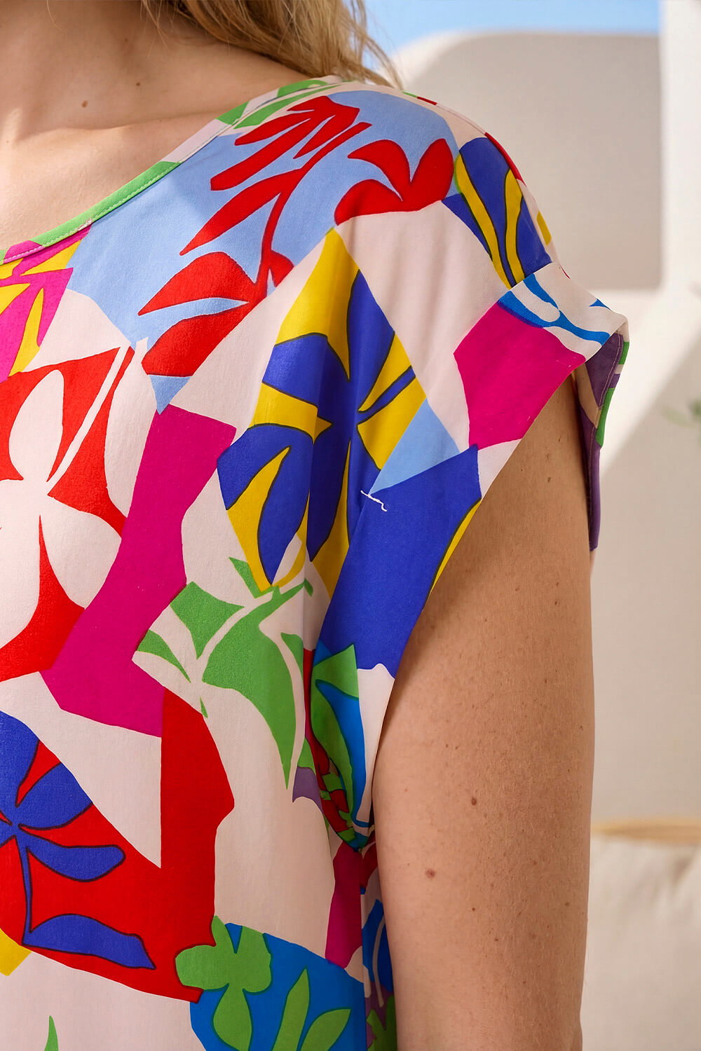 Blue Abstract Print Shell Top, Image 5 of 4