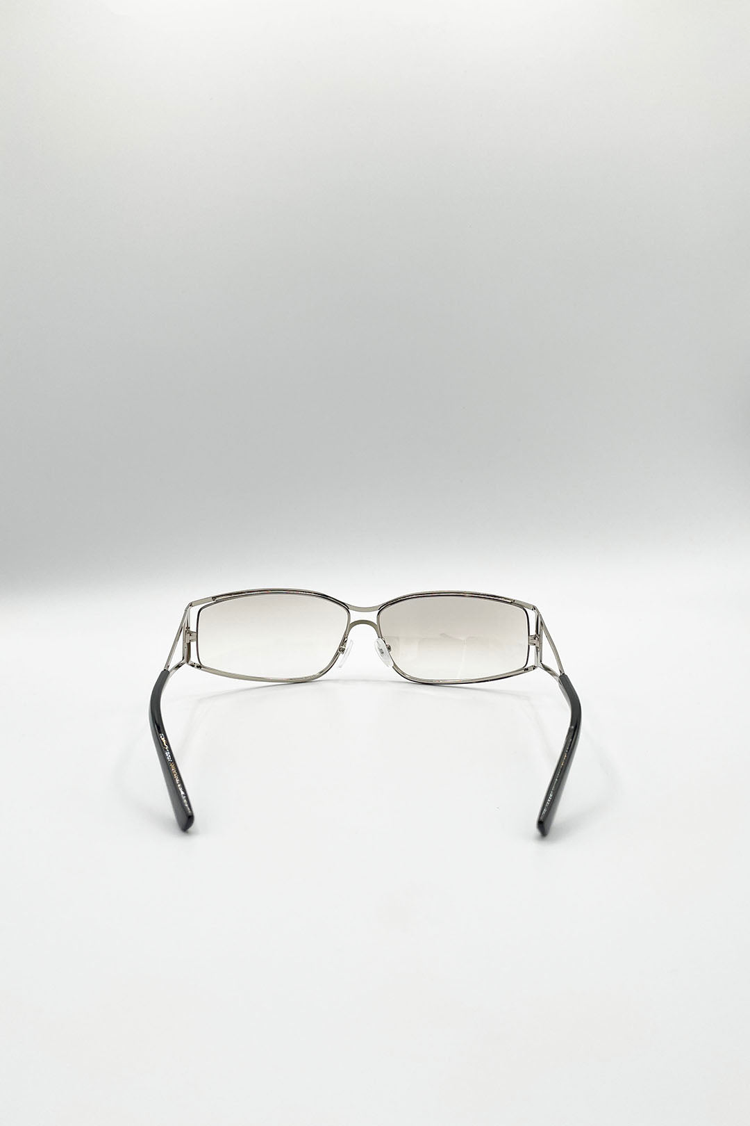 Silver SVNX Silver Retangle Wrap Around Metal Sunglasses In Silver, Image 4 of 4
