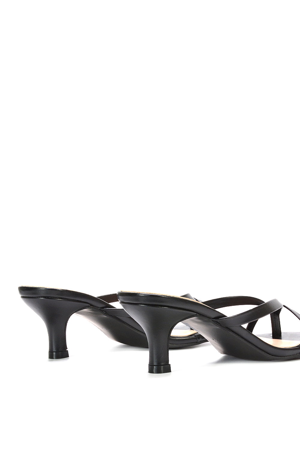 Black XY LONDON Black 'Tiana' Kitten Heel Sandal Mules With Toe Post, Image 5 of 5