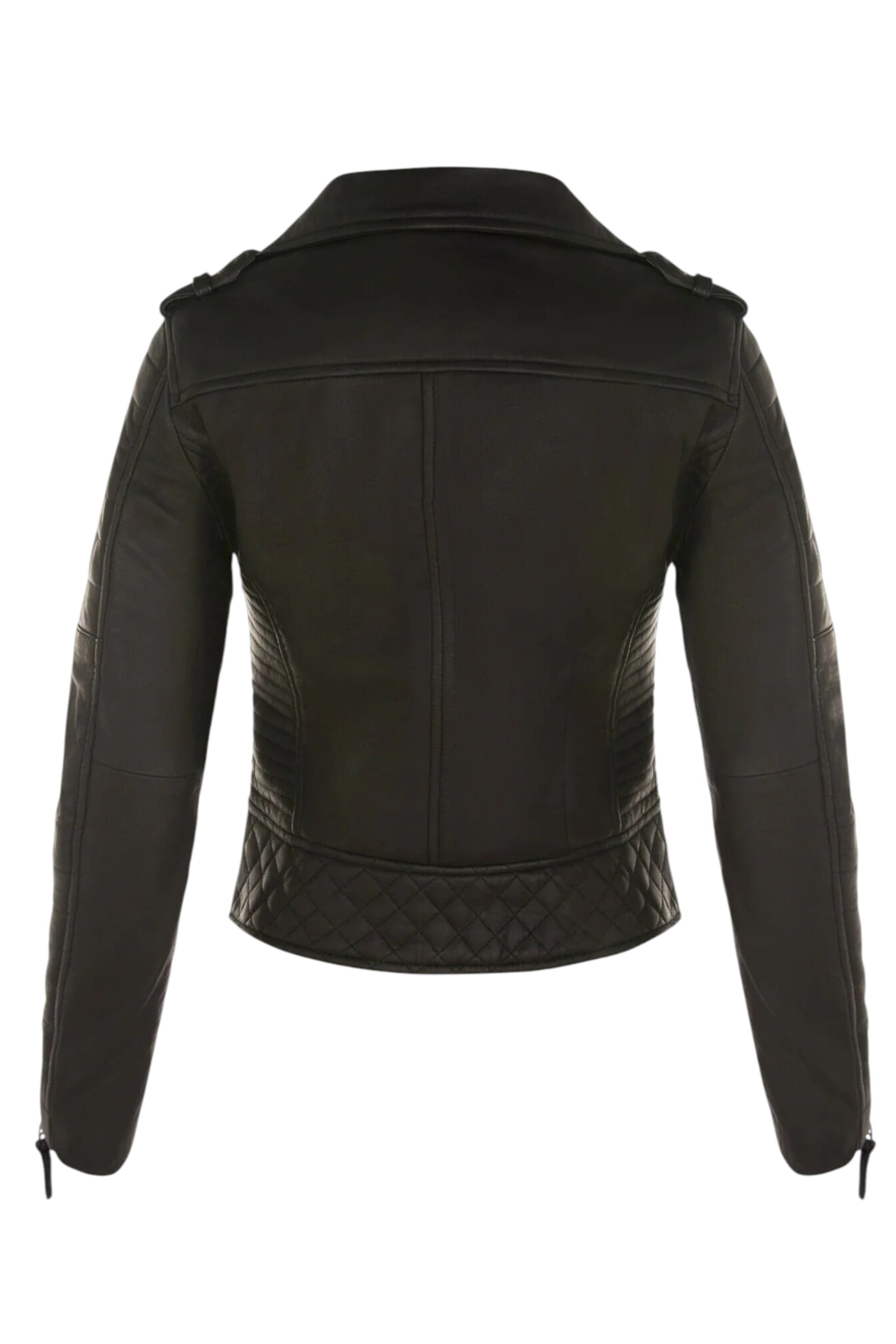 Black Leather Quilted Brando Biker Jacket, Image 3 of 4