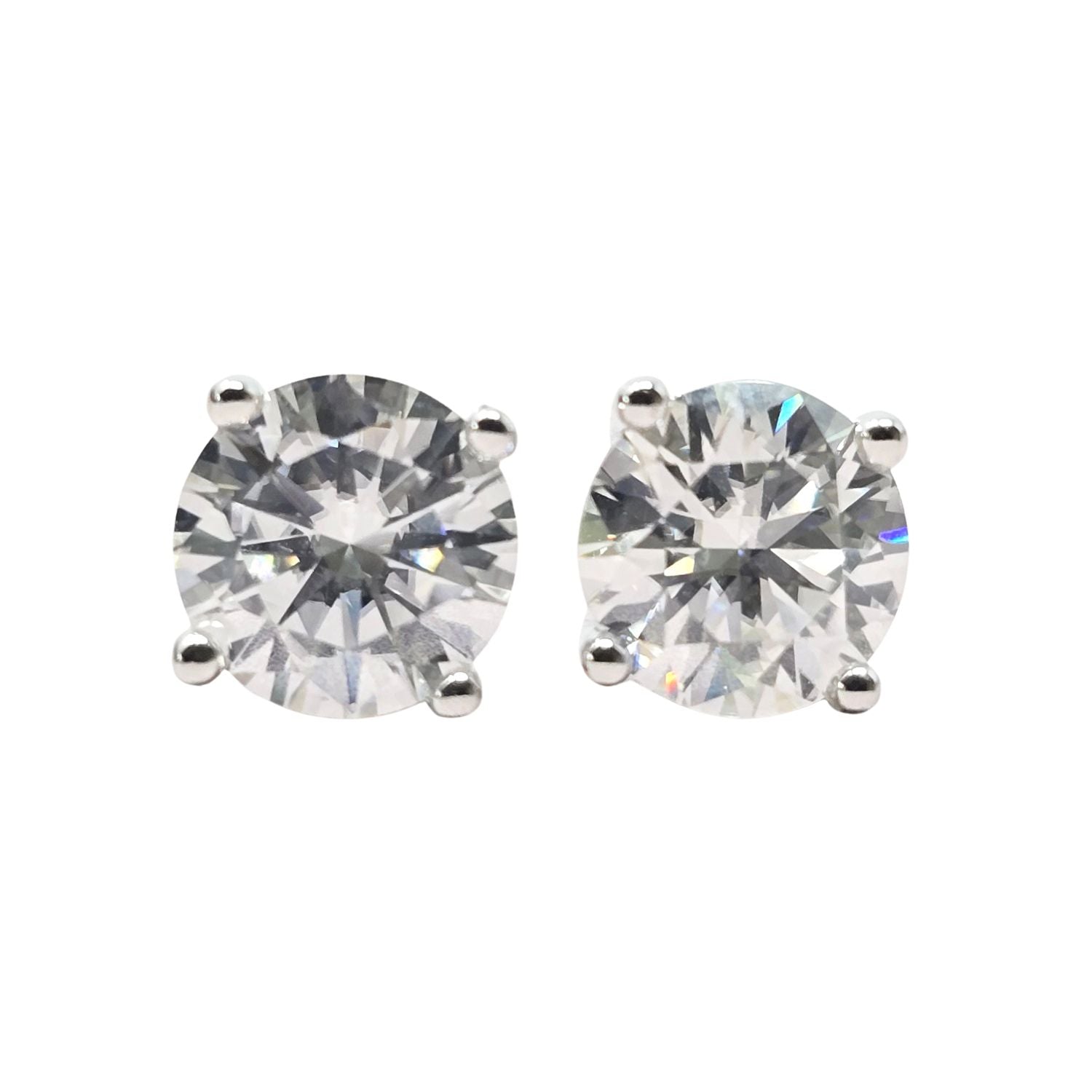Silver Diamond Moissanite Crystal Sterling Silver Earrings, Image 1 of 2