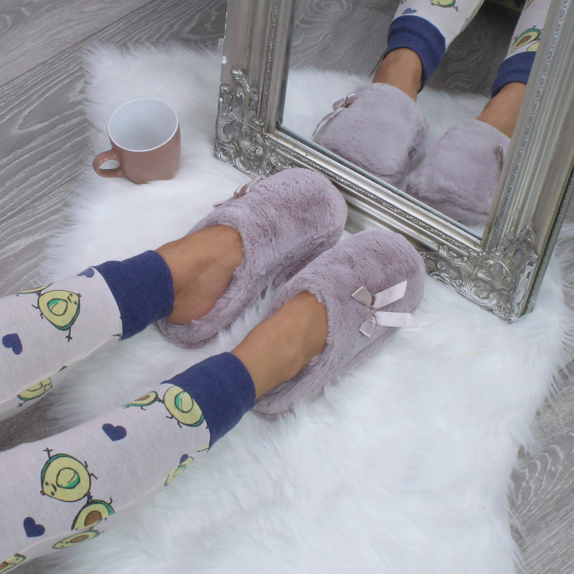 Mocha AJVANI Mocha Fluffy Mule Slippers, Image 5 of 6