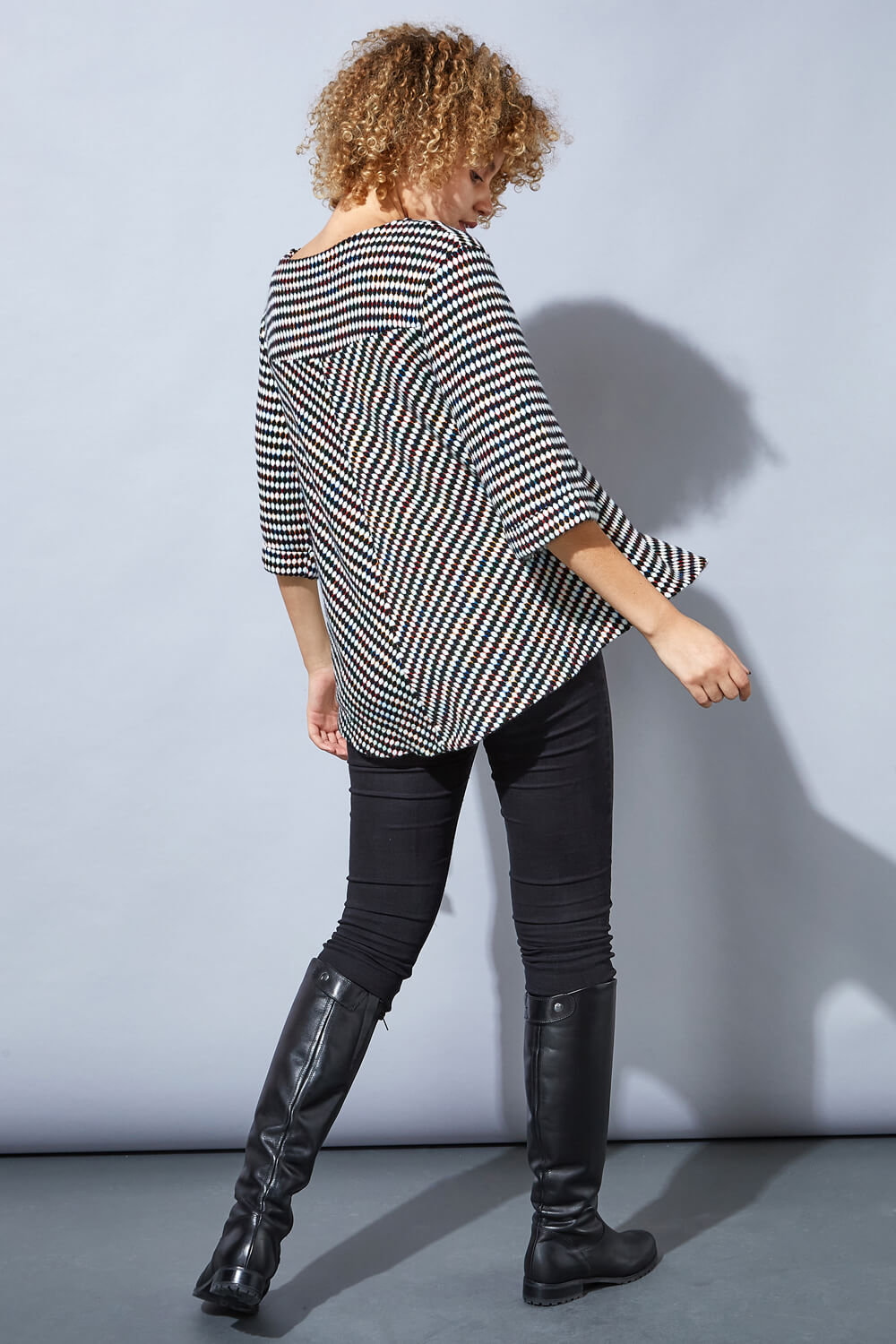 Ivory Rainbow Textured Tunic Top, Image 4 of 4