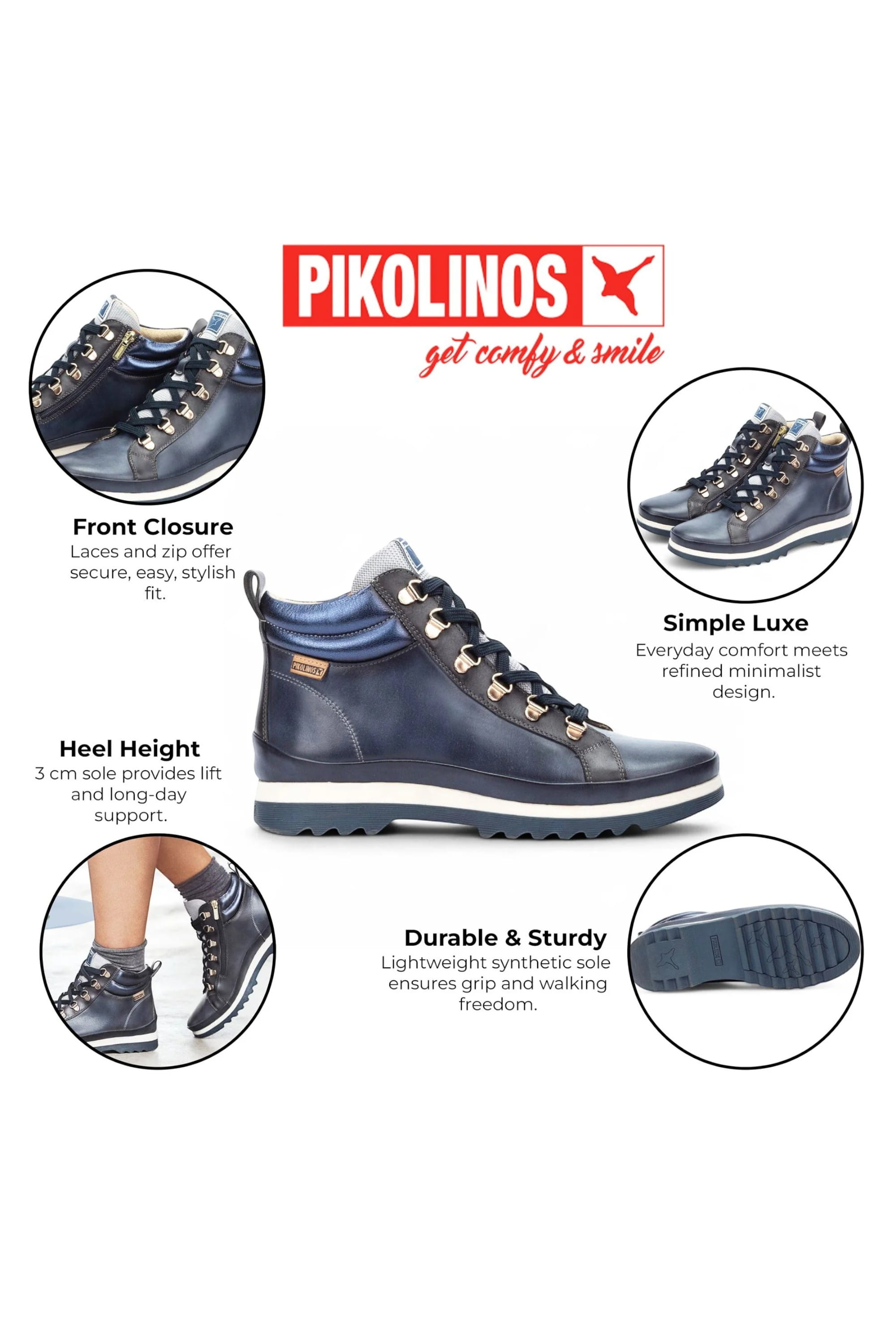 Blue Women’s Ankle Trainers Boots-W3W-8564, Image 3 of 8