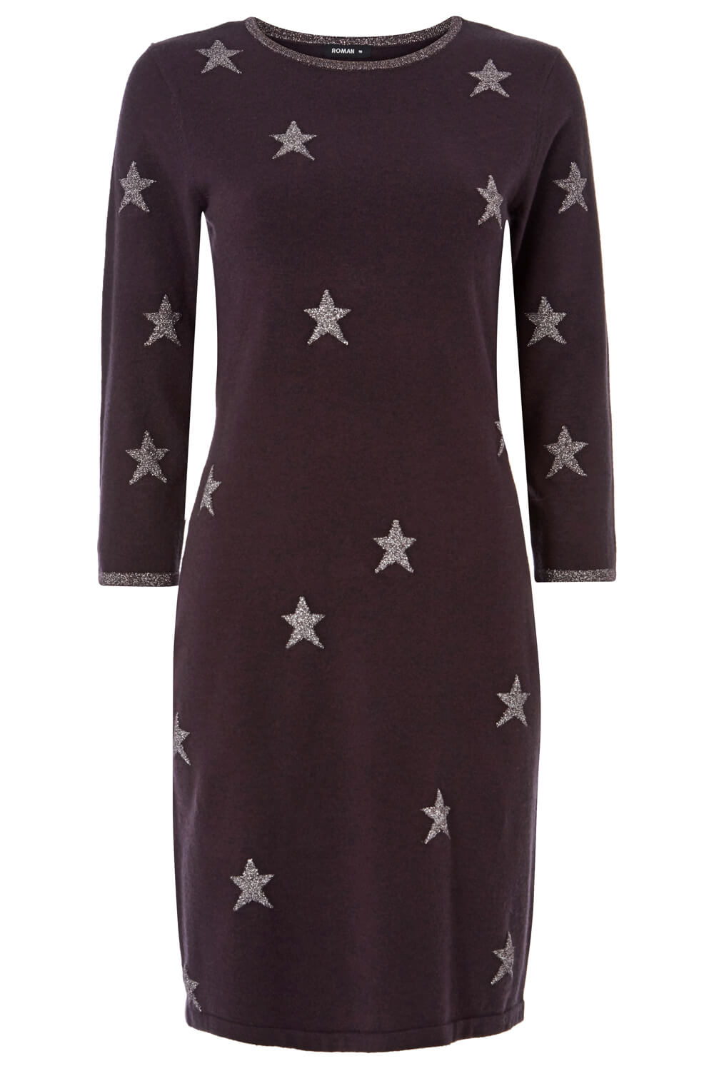 Grey Metallic Star Knitted Dress, Image 7 of 6