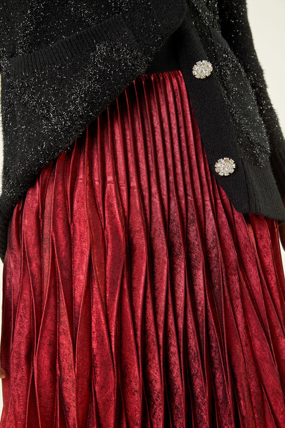Red Foil Pleated Skirt, Image 6 of 5