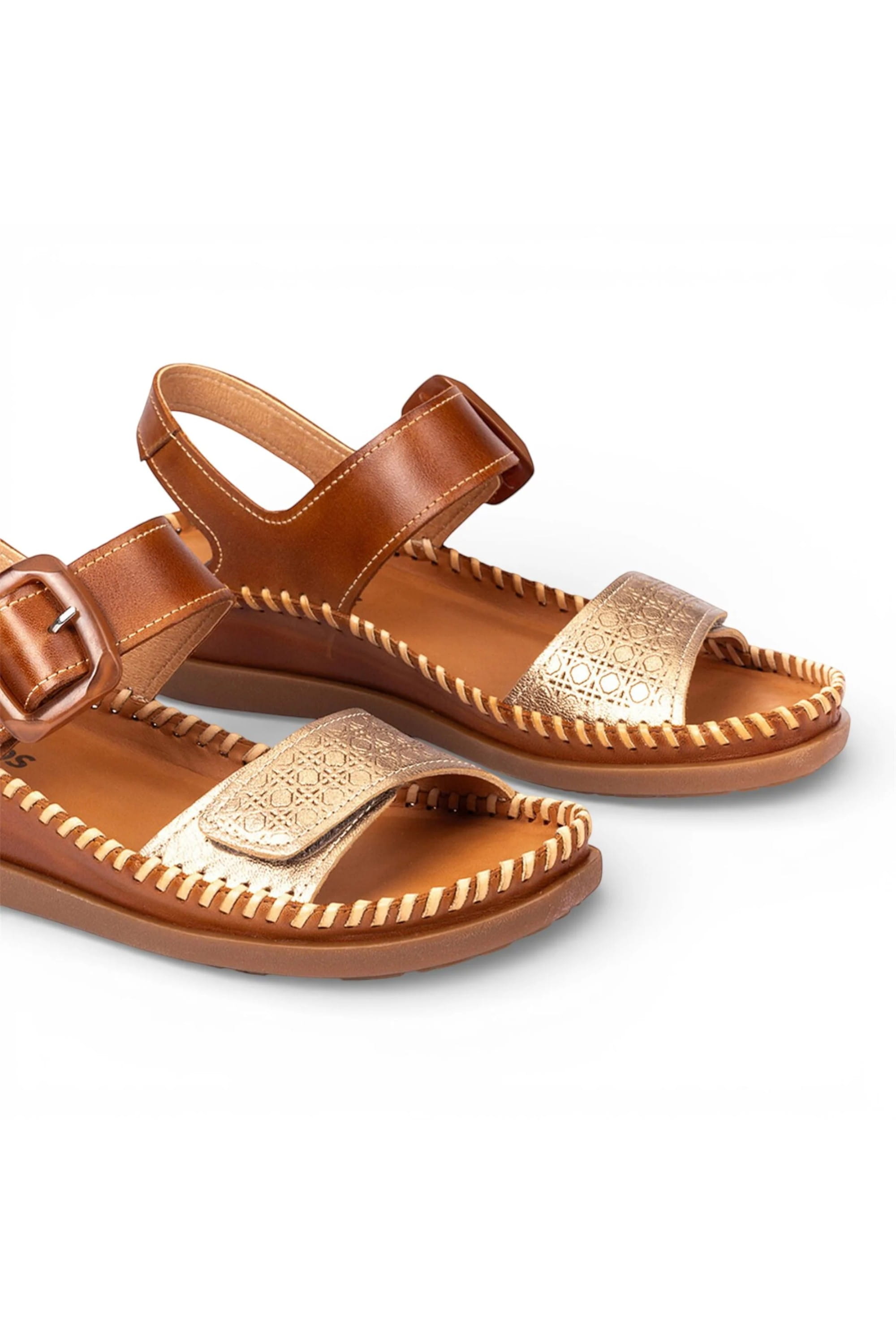 Brown Womens leather Summer Sandals-W8K-0555C1, Image 6 of 8