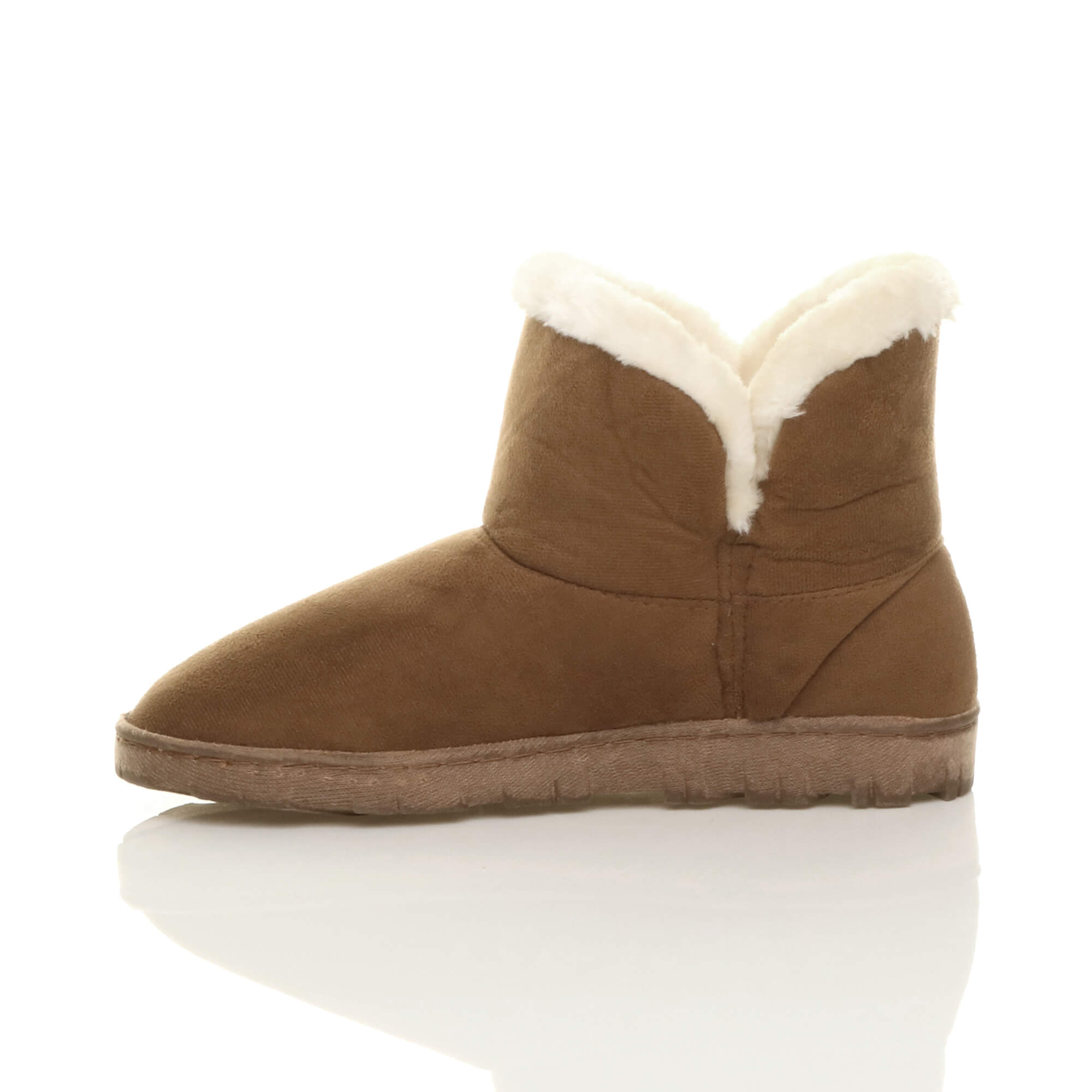 Tan AJVANI Tan Faux Fur Lined Ankle Boots Slippers, Image 3 of 6