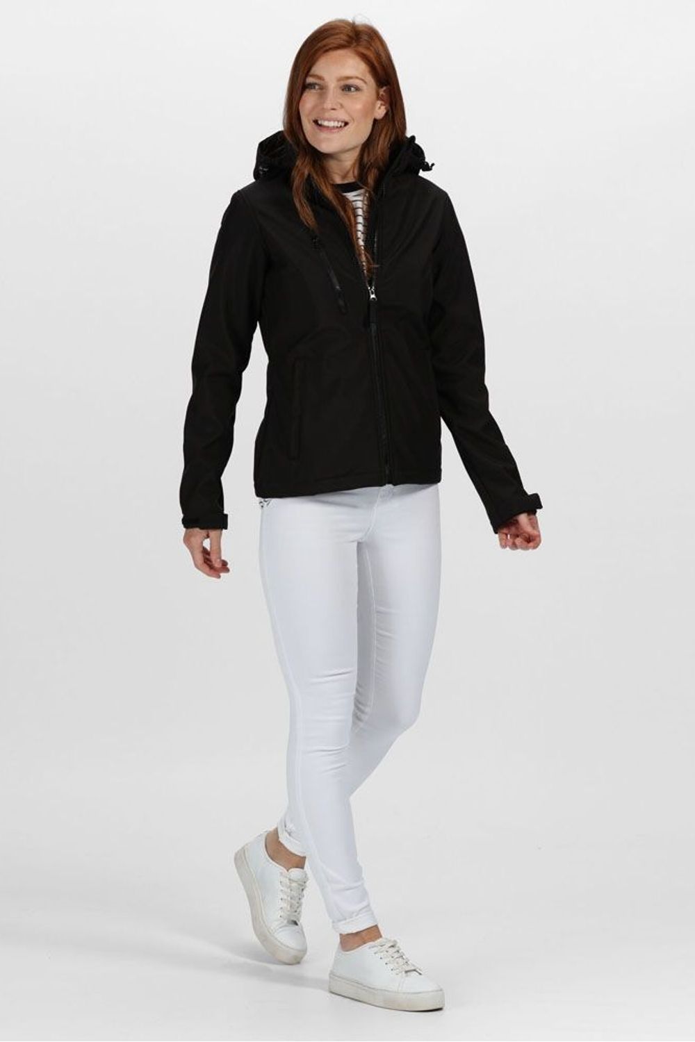 Black Venturer Hooded Soft Shell Jacket, Image 3 of 4