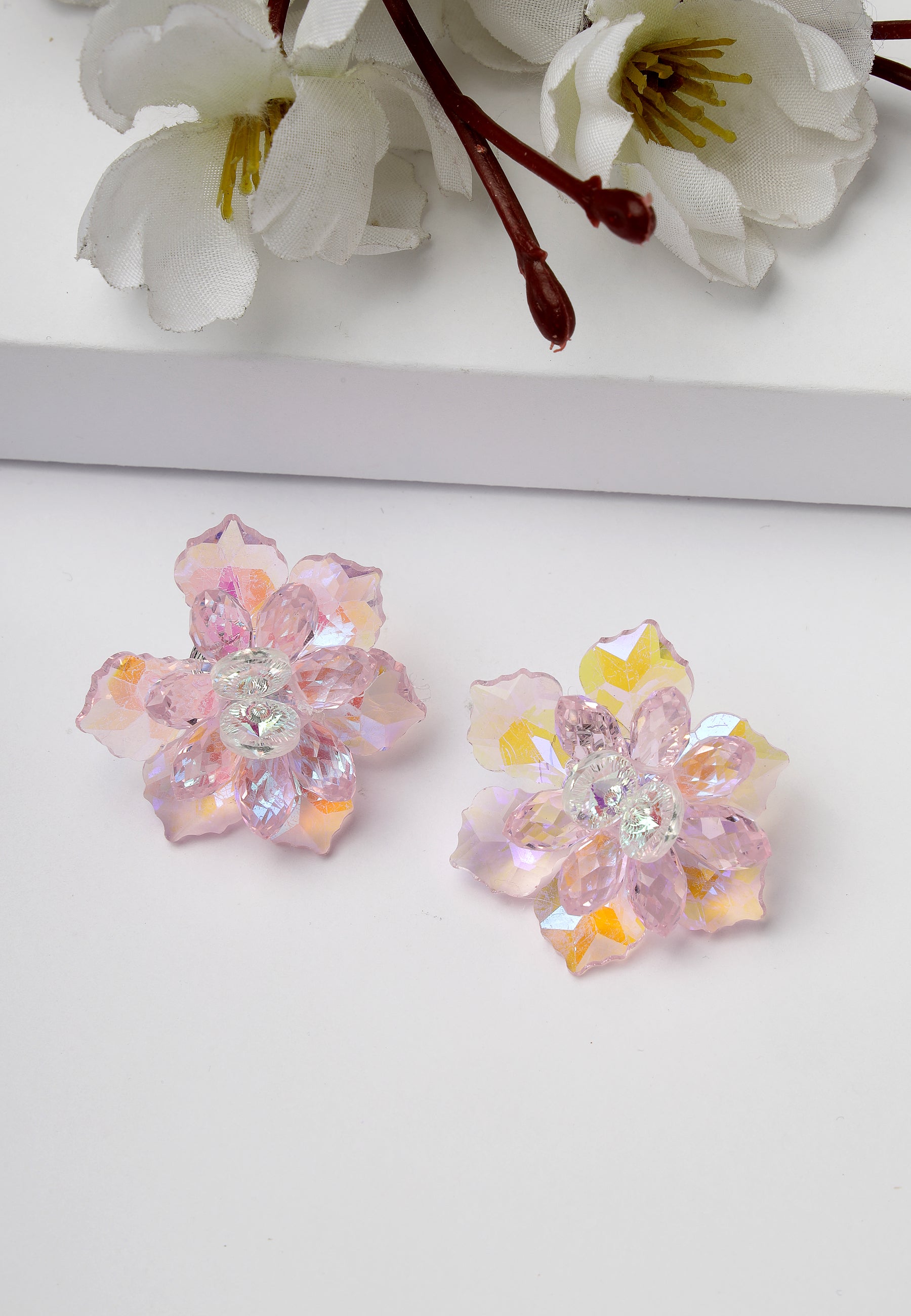 Pink Petite Pink Petal Studs, Image 2 of 5