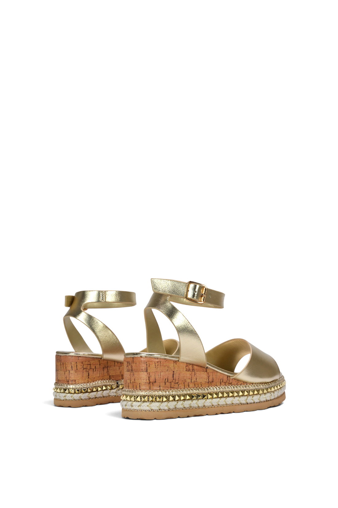 Gold XY LONDON Gold Platform Chunky Wedge Flatform Sandals With Ankle Strap, Image 4 of 6