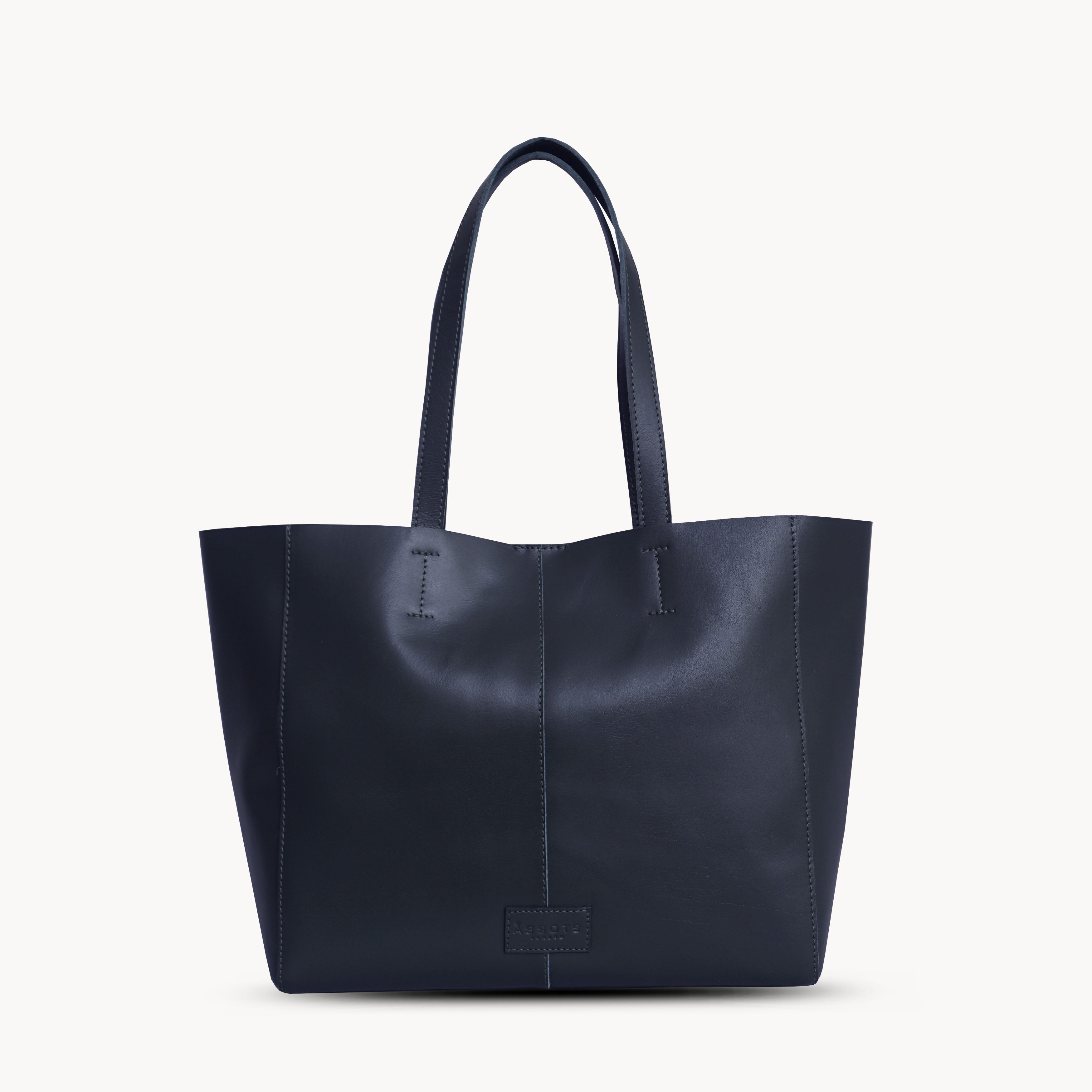 Navy 'ABINGDON' Real Leather Designer Tote Bag, Image 2 of 2