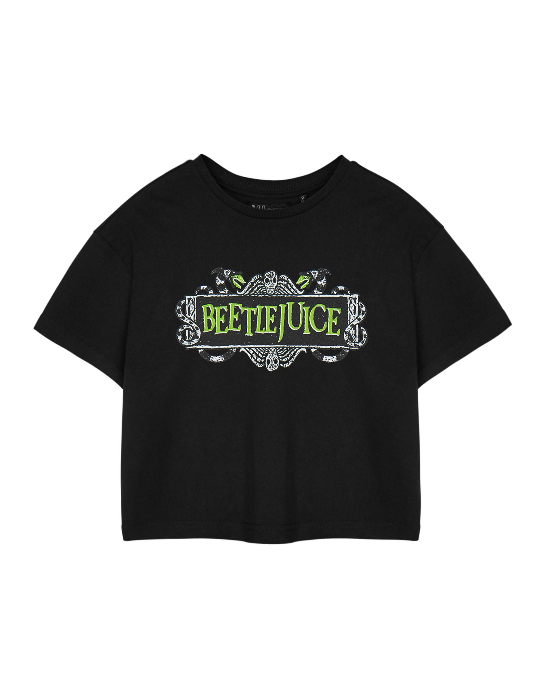 Black Beetlejuice Cropped Short Sleeved T-Shirt