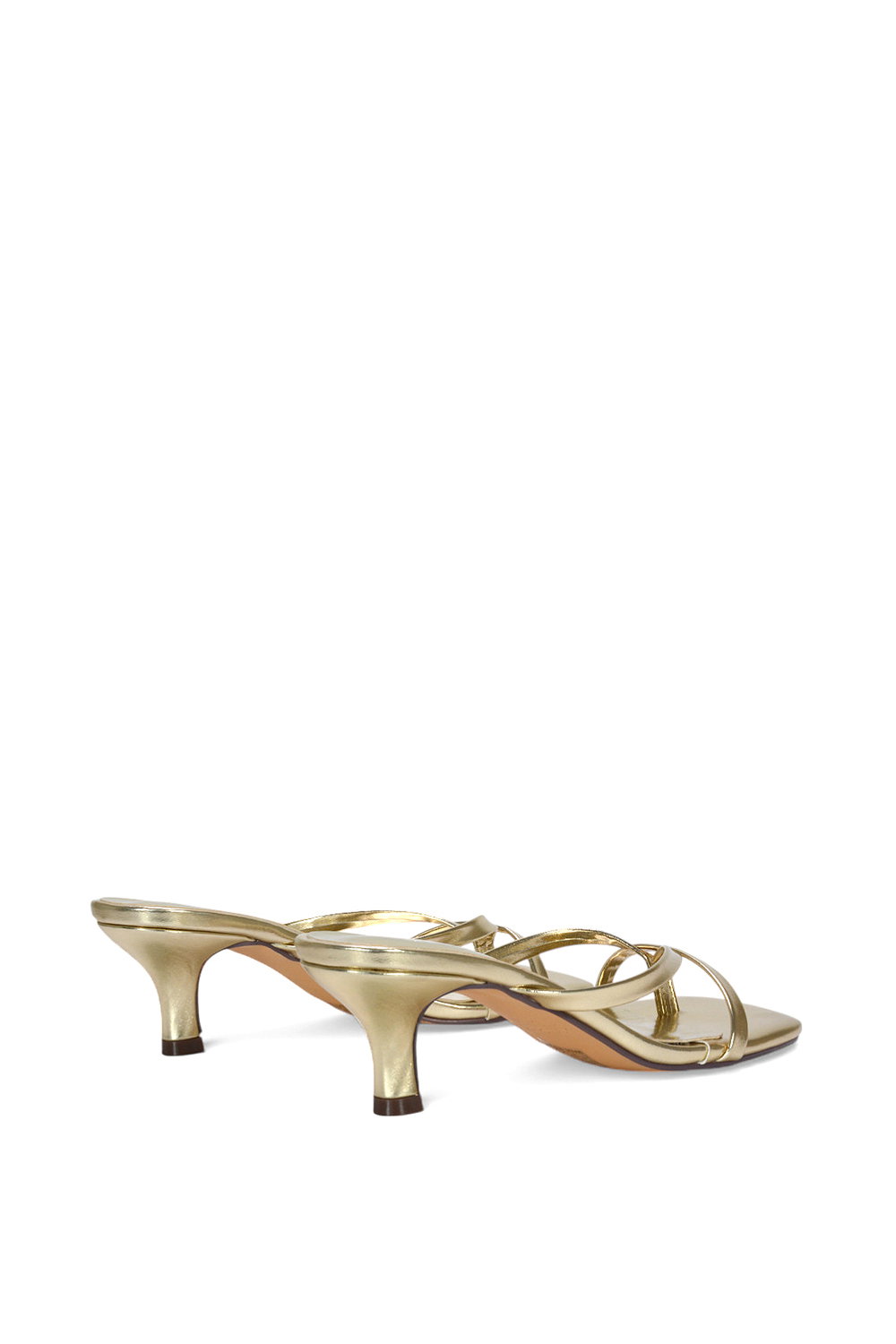 Gold XY LONDON Gold 'Tiana' Kitten Heel Sandal Mules With Toe Post, Image 6 of 6