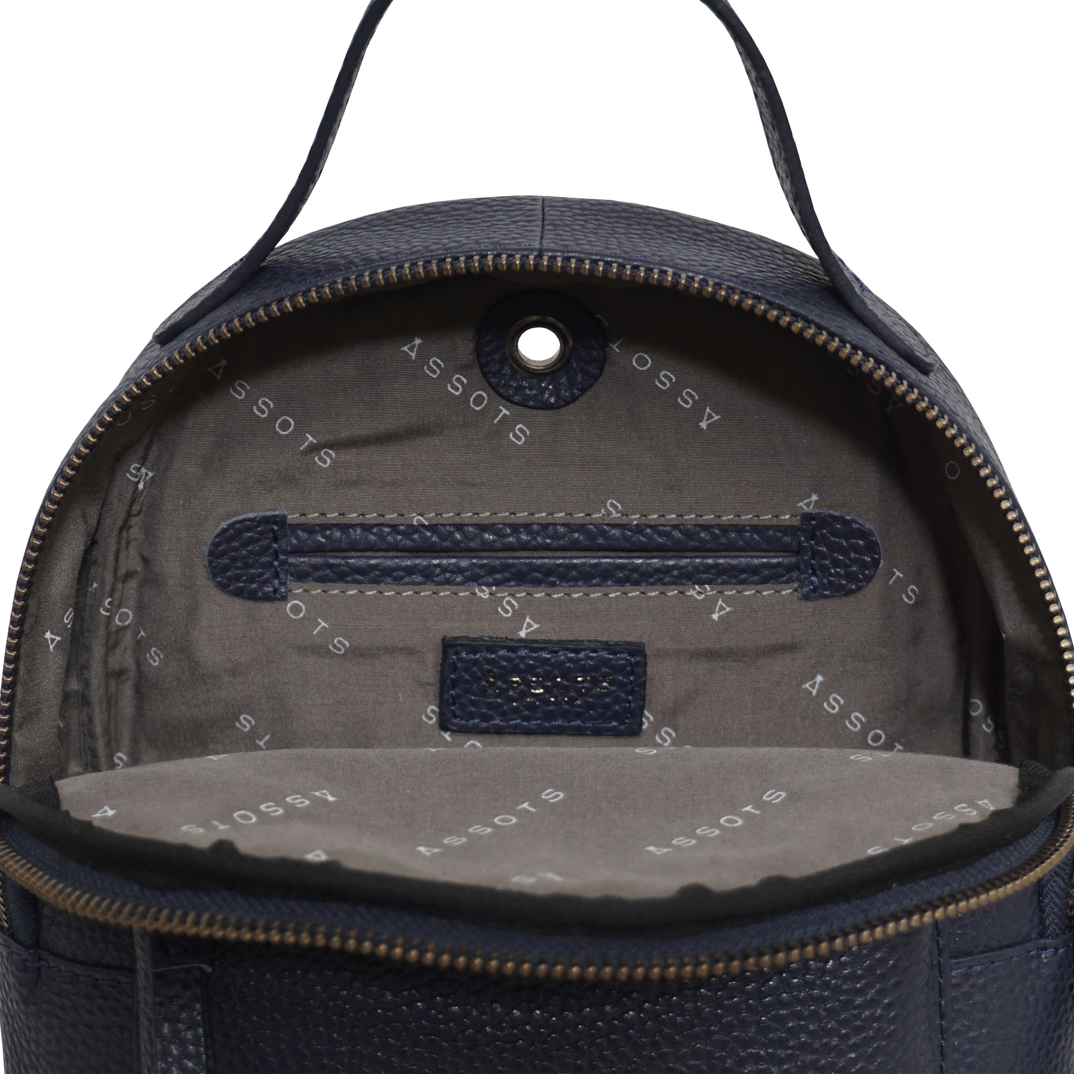 Navy 'BETTY' Zip Top Mini Pebble Grain Leather Backpack, Image 5 of 6