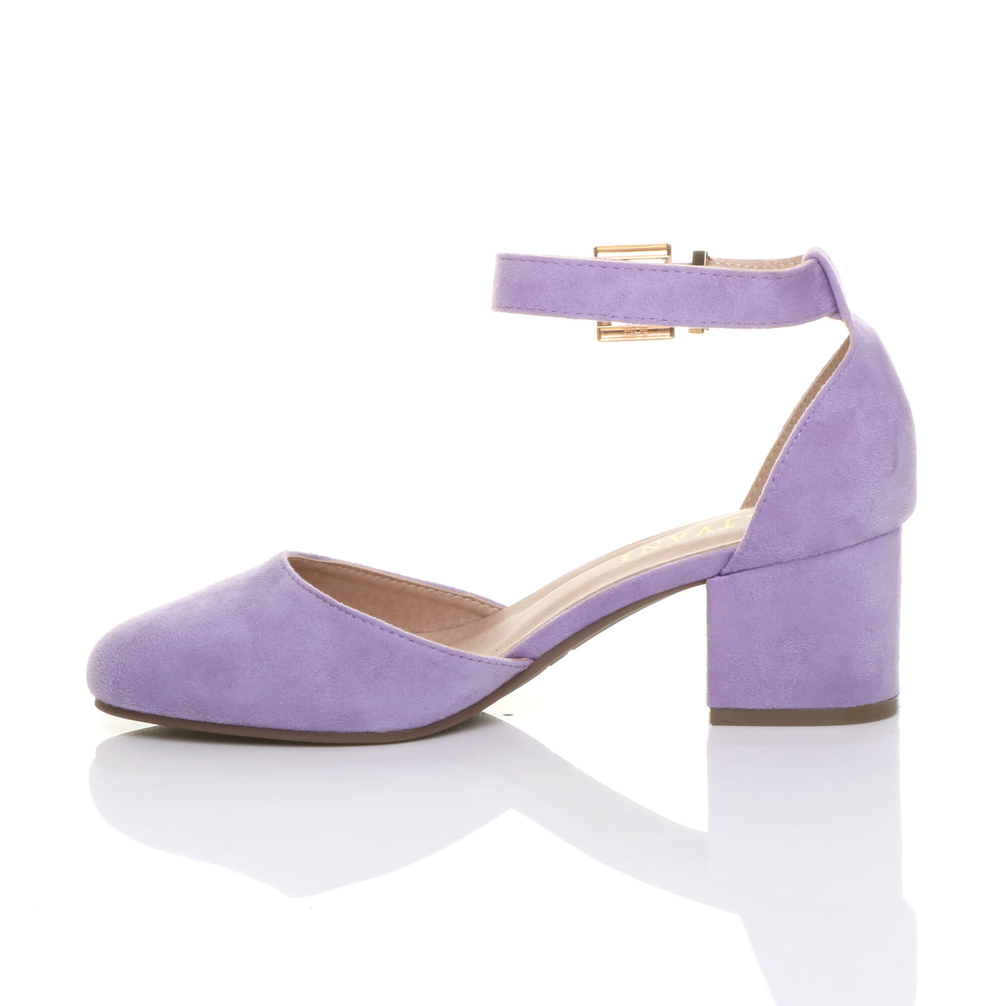 Lilac AJVANI Lilac Mid Block Heel Ankle Strap 2 Part Heels, Image 3 of 5