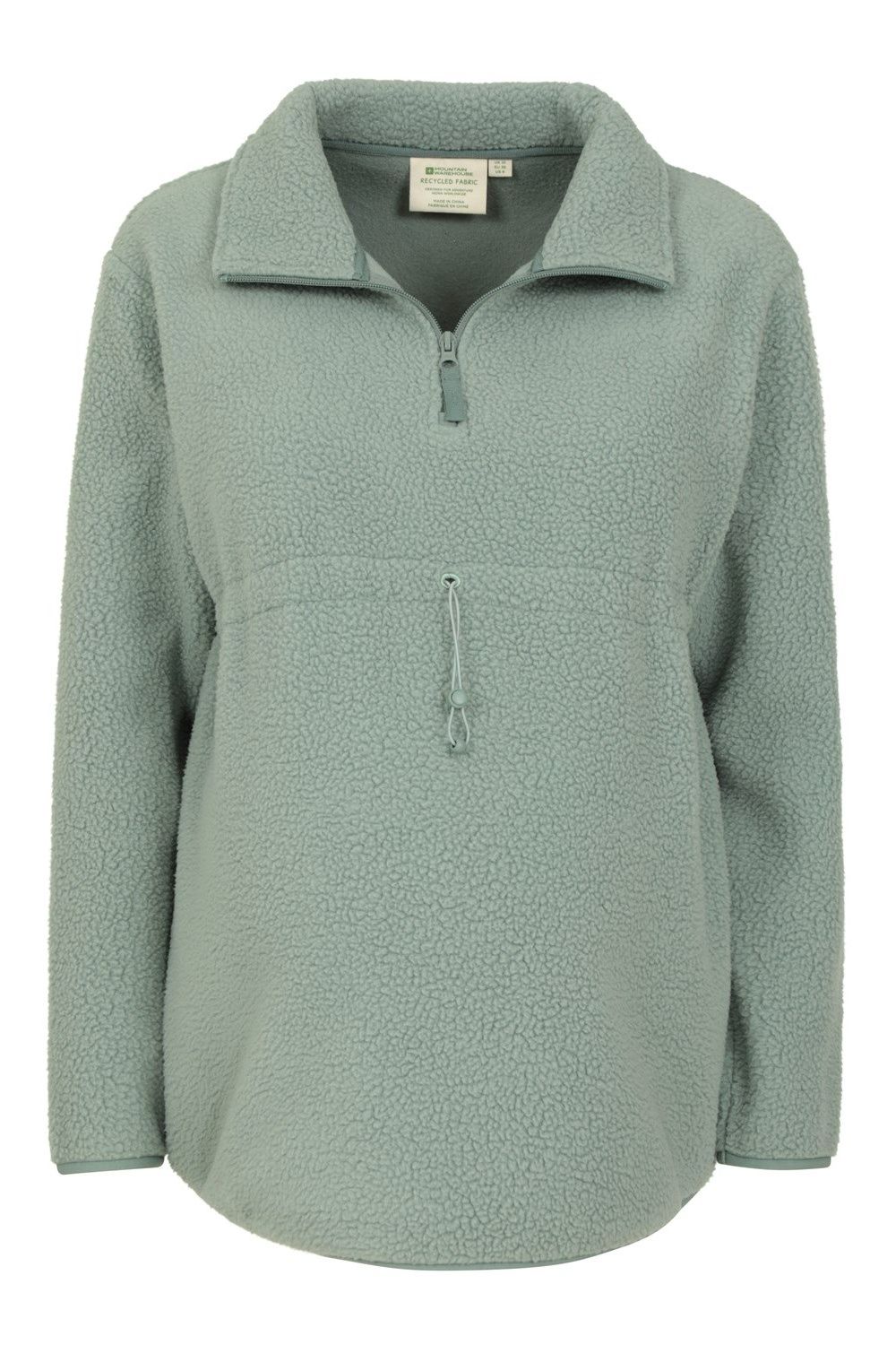 Khaki Cosy Sherpa Half Zip Maternity Fleece Top, Image 3 of 6