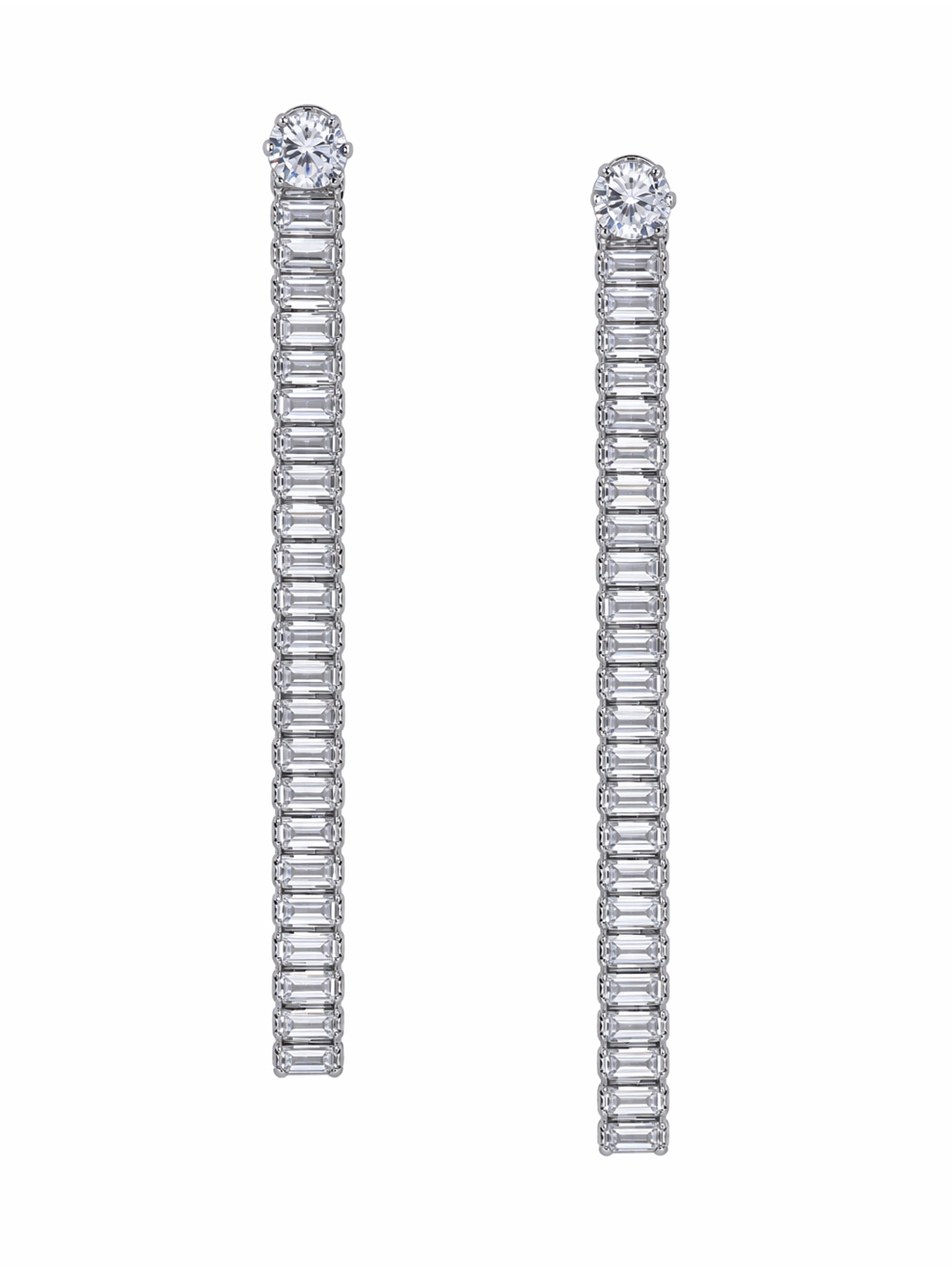 Silver AVANT-GARDE PARIS Silver Linear Crystal Tassel Drop Earrings, Image 1 of 3