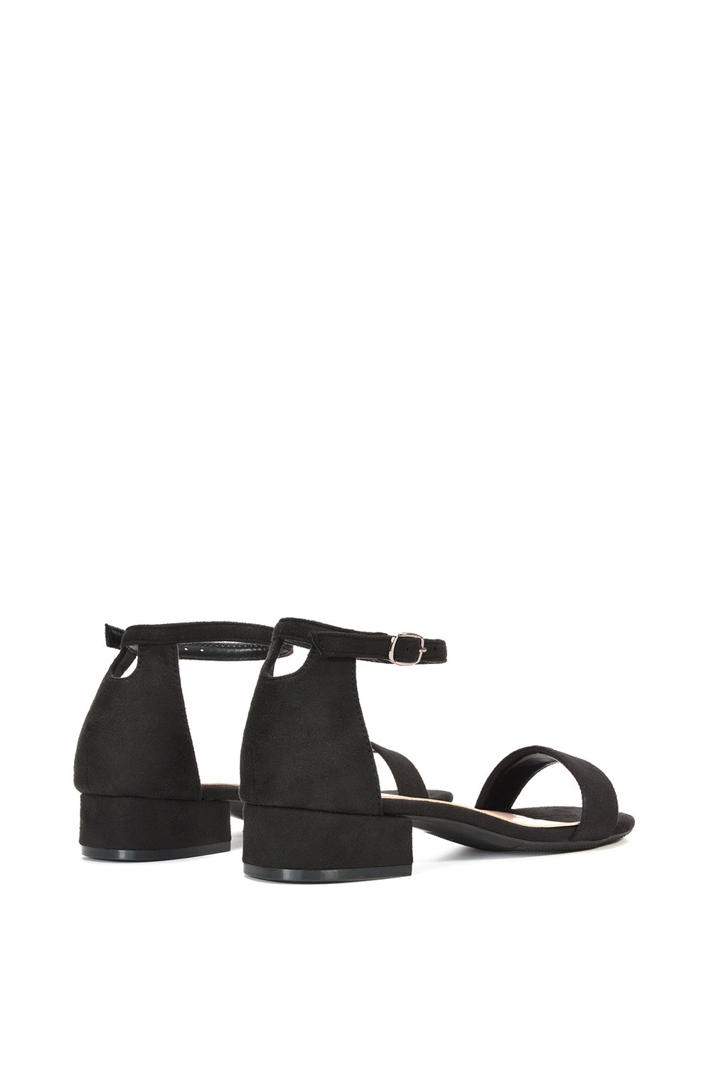 Black XY LONDON Black 'Tate' Low Block Heel Sandals With Ankle Strap, Image 5 of 6
