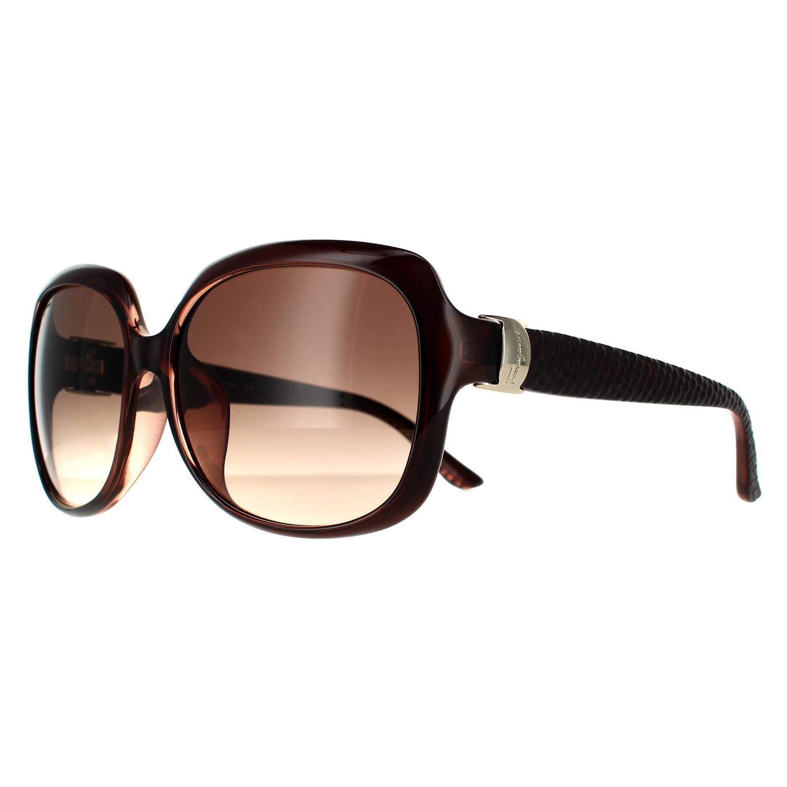 Brown Salvatore Ferragamo Brown Rectangle Brown Brown Gradient Sunglasses, Image 2 of 4