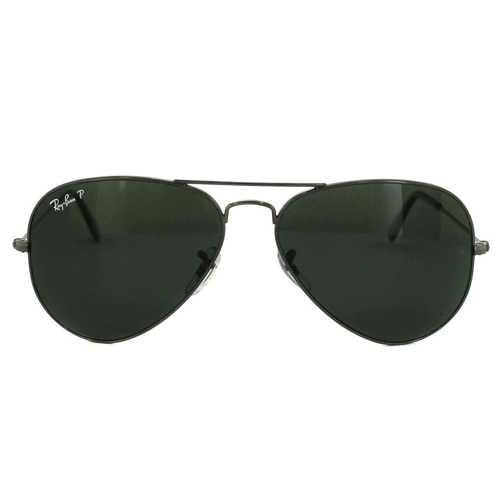 Grey Aviator Gunmetal Green Polarized Aviator 3025 Sunglasses, Image 1 of 2