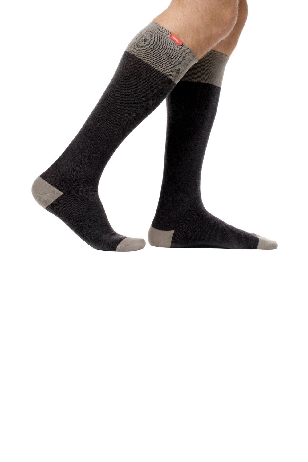 Dark Grey Cotton Wide Graduated Compression Socks, Image 2 of 5