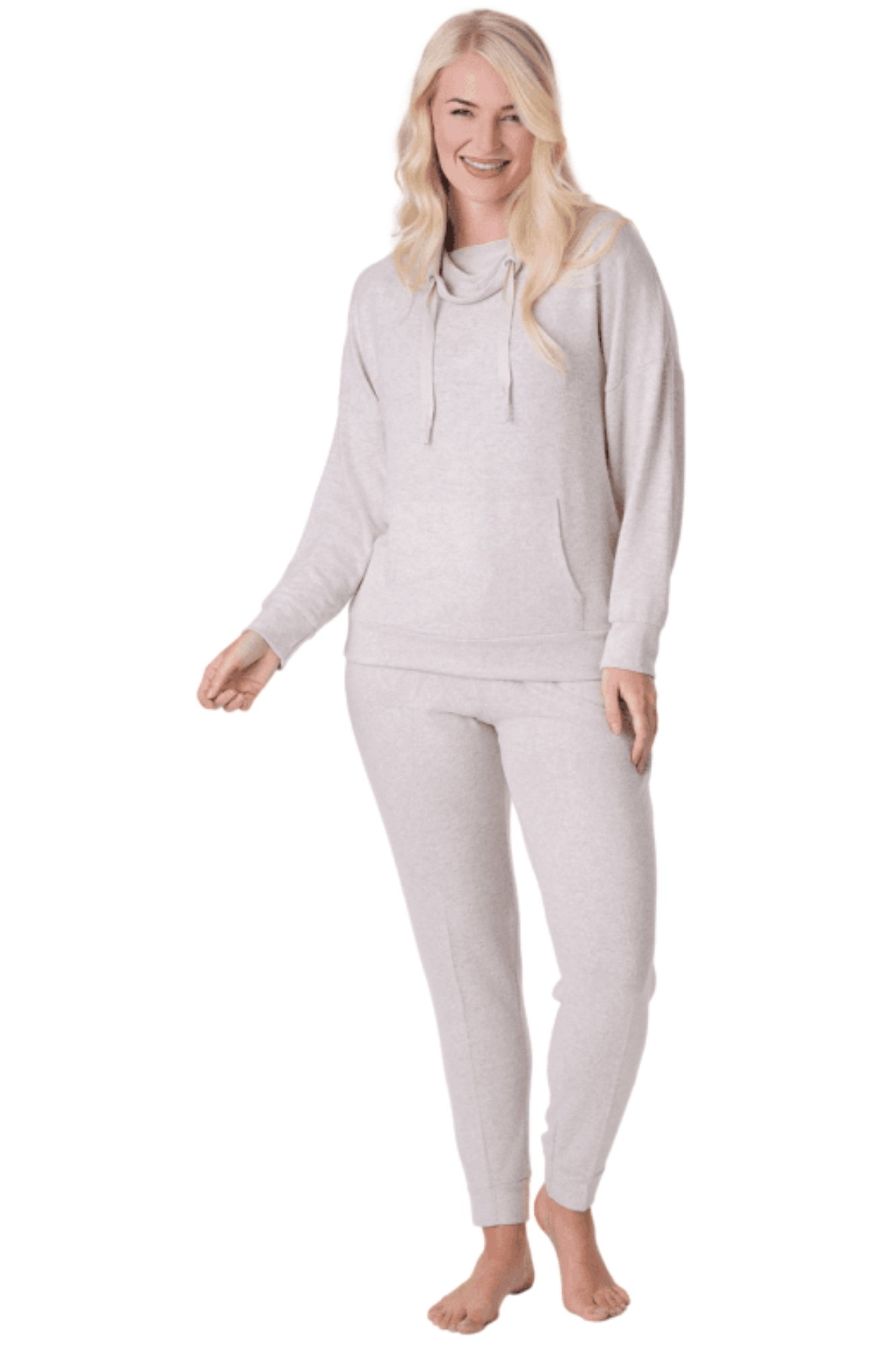 Beige Camille Lingerie Beige Comfy Fit Marl Hacci Pyjama set, Image 1 of 5