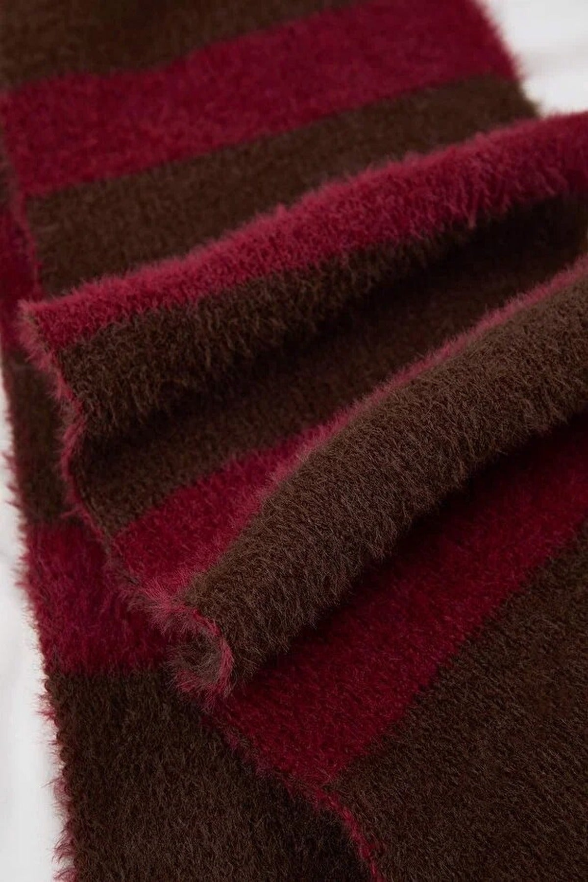 Multi Colour Block Stripe Brushed Knit Soft Winter Scarf, Image 2 of 3