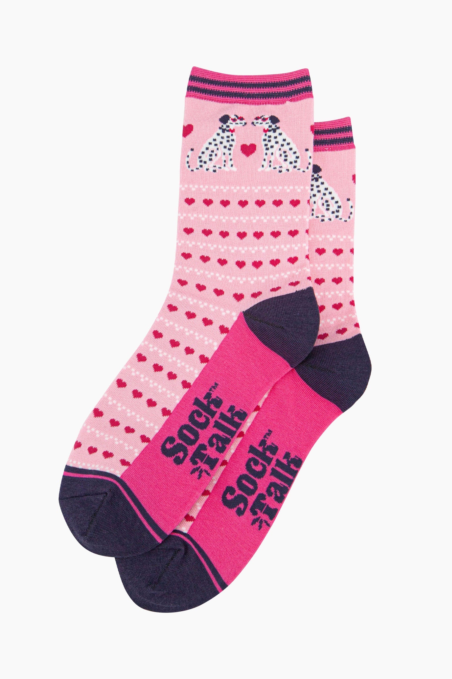 Pink Dalmatians Love Hearts Bamboo Socks - Pink, Image 2 of 4
