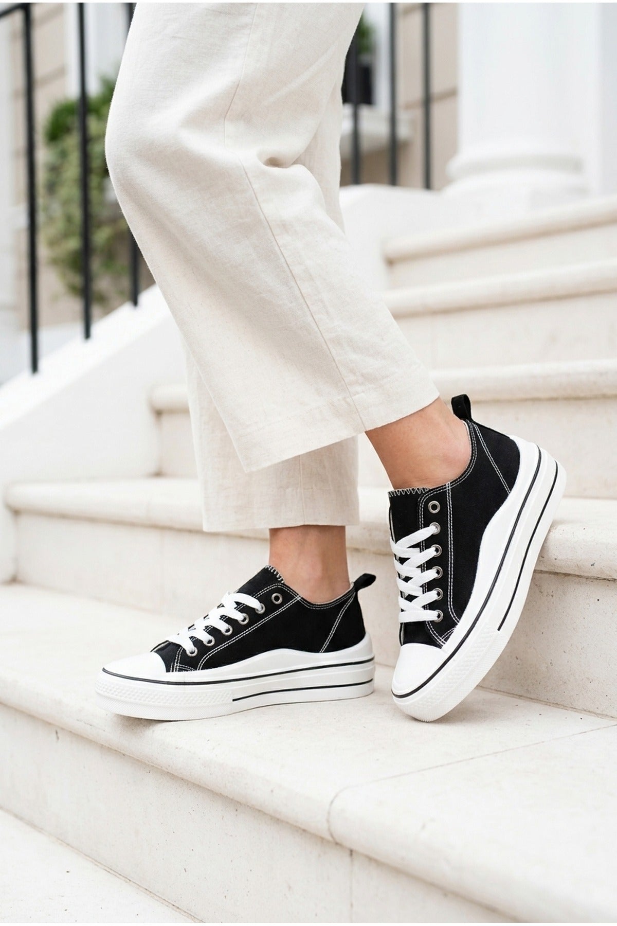 Black iKrush Black Saoirse Low Top Canvas Trainers, Image 4 of 8