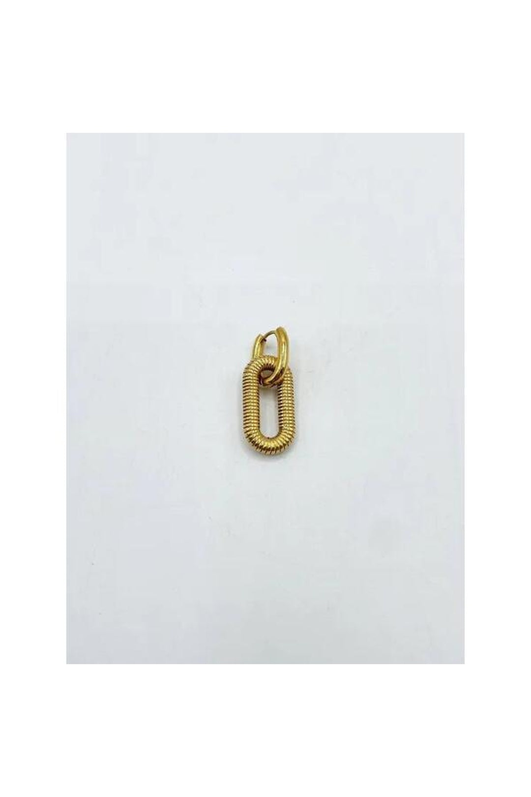 Gold Ribbed Oval Hoop Earrings, Image 4 of 4