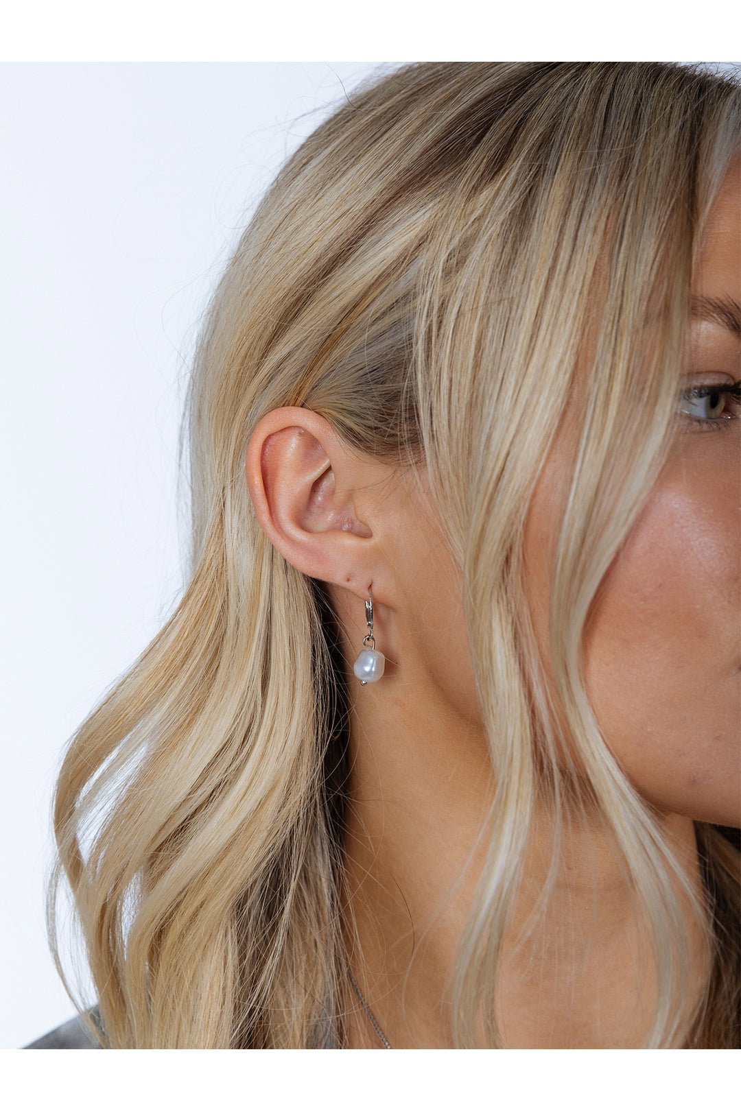 Silver Baroque Pearl Earrings, Image 2 of 4