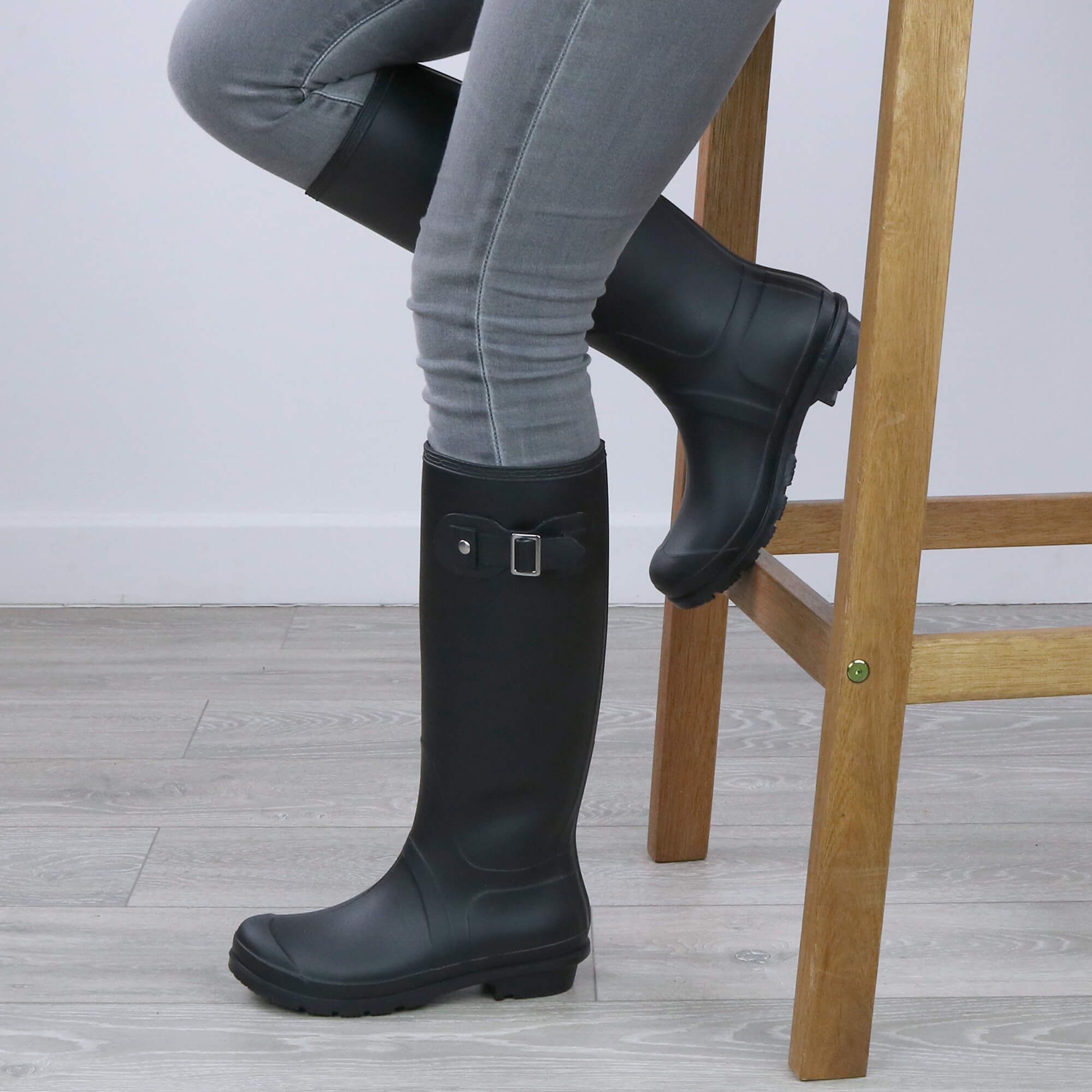 Black AJVANI Black Waterproof Wellington Boots Wellies, Image 5 of 6