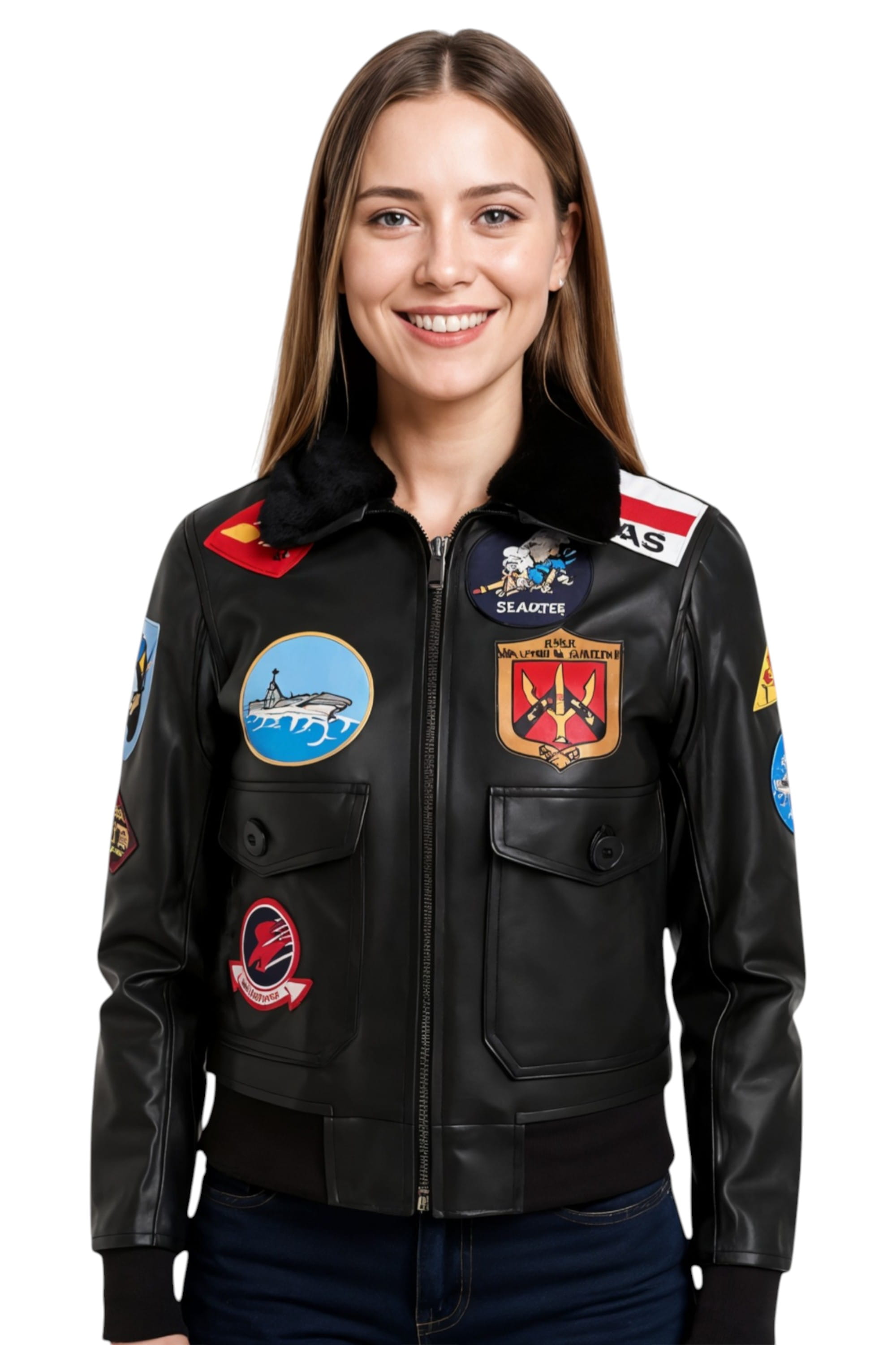 Black A2 Top Gun Leather Bomber Jacket