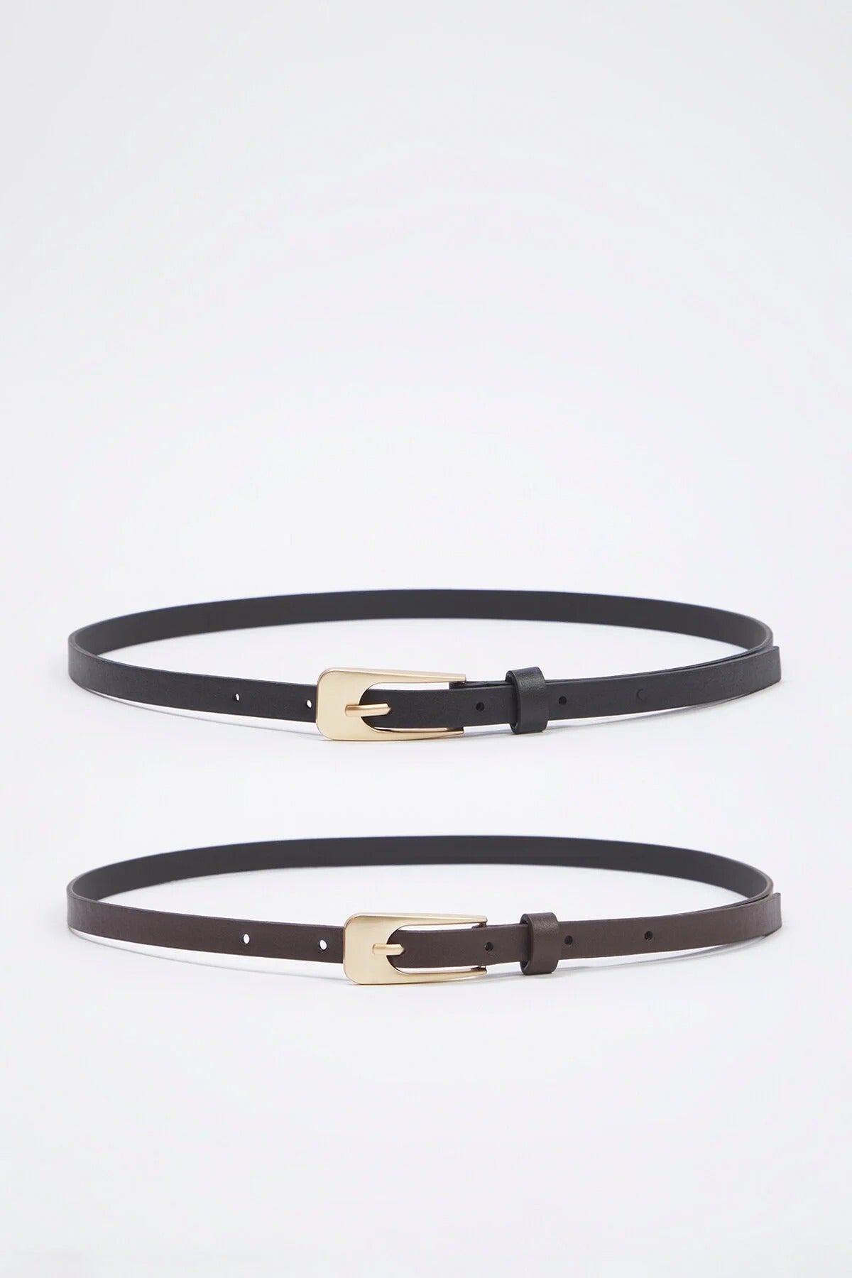 Multi WOVCOR Multi Double Pack Gold Buckle Western Slim Faux Leather Belt, Image 2 of 2