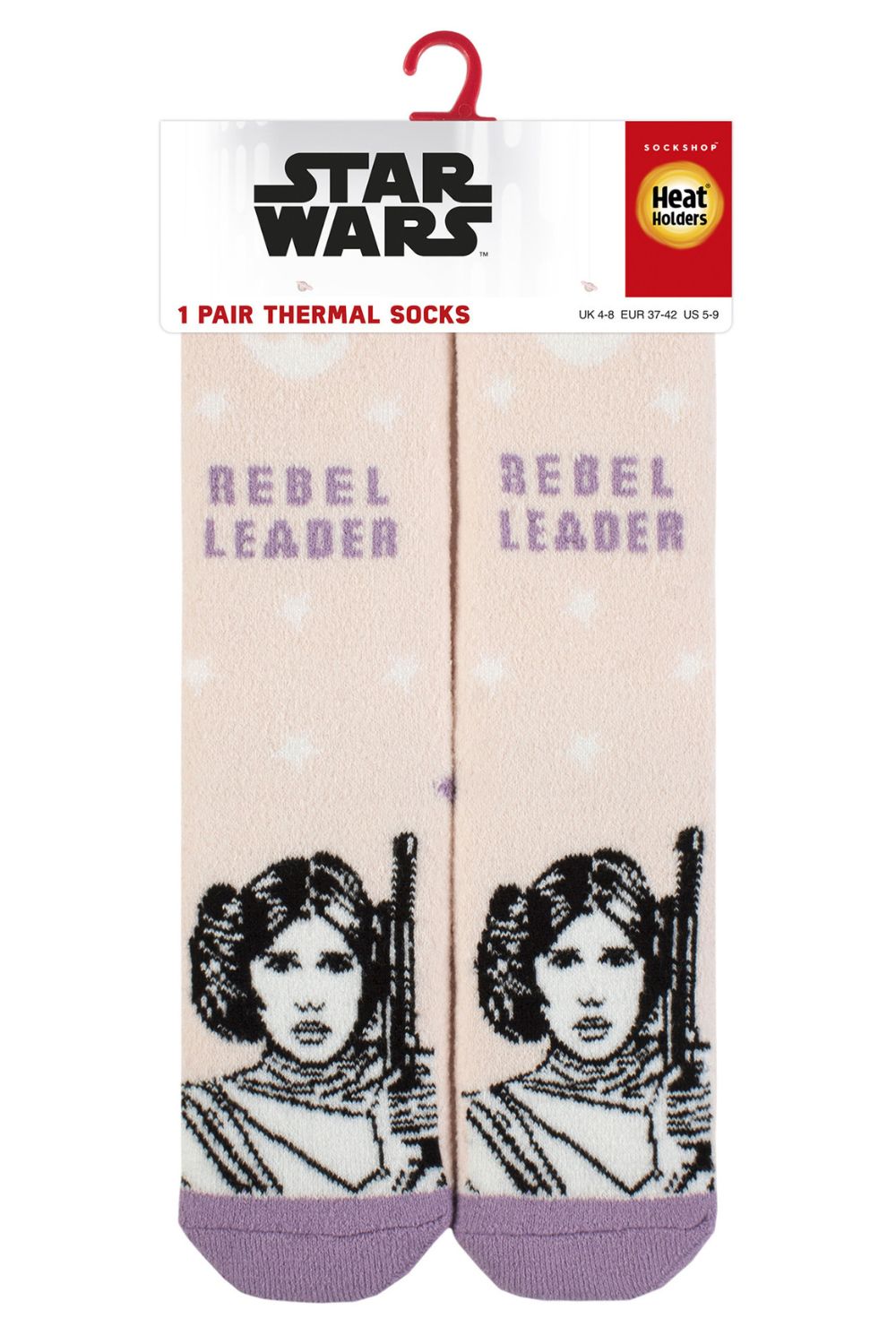 Pink Ladies Princess Leia Novelty Lightweight Thermal Socks, Image 2 of 3
